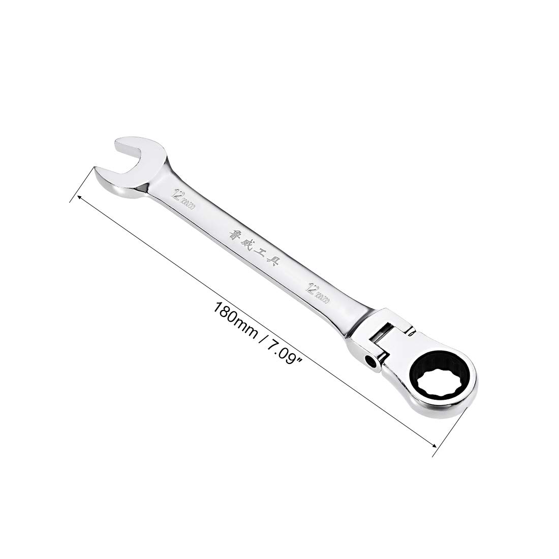 uxcell 2-Piece 12mm Flex-Head Ratcheting Combination Wrench Set - Metric 72-Tooth 12-Point Ratchet Box End Spanner Tools (Cr-V Steel) - Ideal for Automotive Repair, Plumbing & DIY Projects