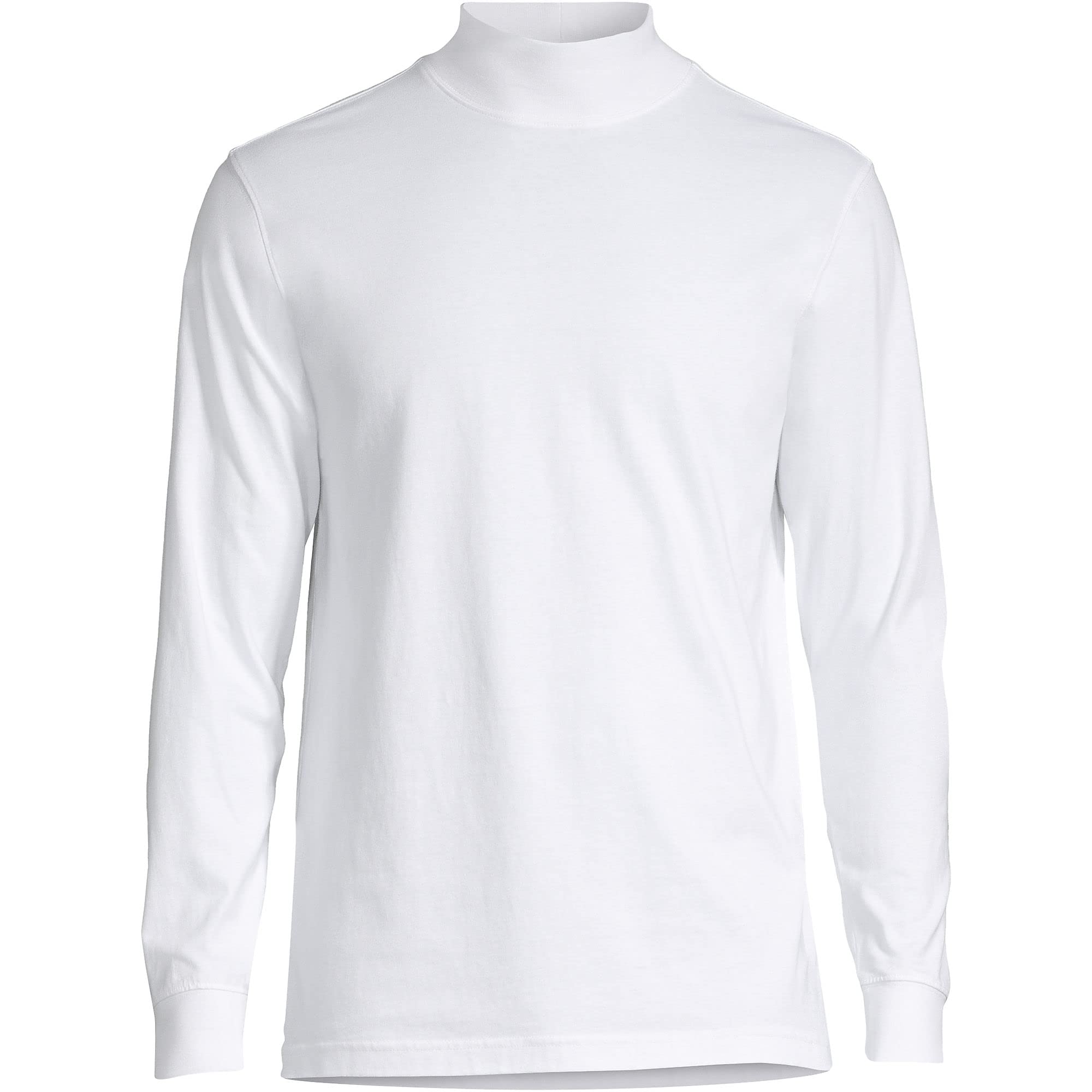 Lands' End Men's Super-T Cotton-Blend Mock Turtleneck Shirt - Comfortable Long Sleeve Casual Top for Work, Office & Everyday Wear