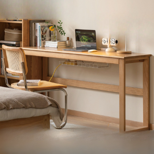 Solid Oak and Poplar Wood Office Desk - Long Executive Workstation for Home & Office - Perfect for Remote Work, Study, and Professional Workspaces