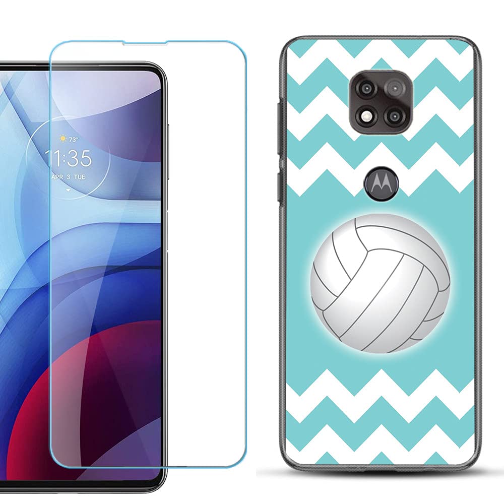 Slim TPU Case for Motorola Moto G Power 2021 with Screen Protector - Chevron Design for Sports & Outdoor Use