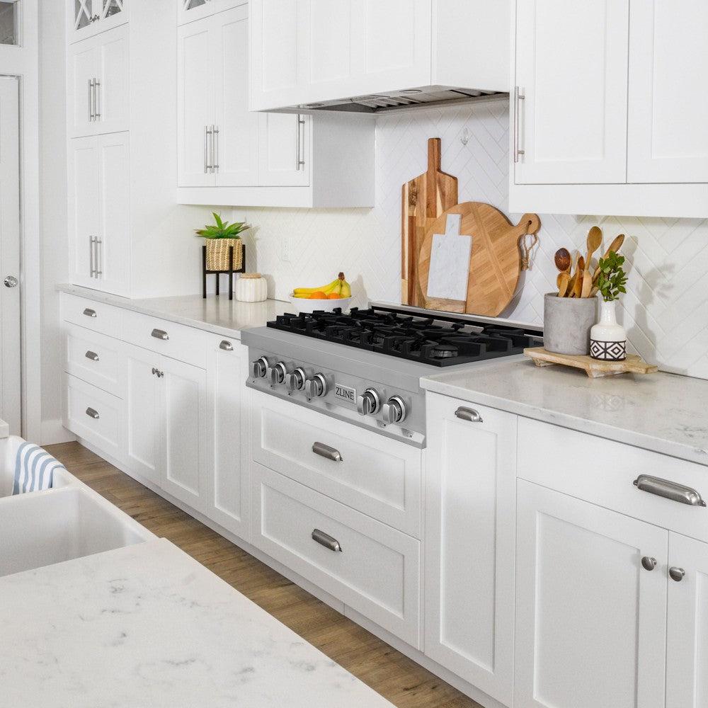 ZLINE RT36 36-Inch Stainless Steel Gas Rangetop with 6 Burners & Porcelain Cooktop - Professional Kitchen Stove for Home Chefs & Cooking Enthusiasts