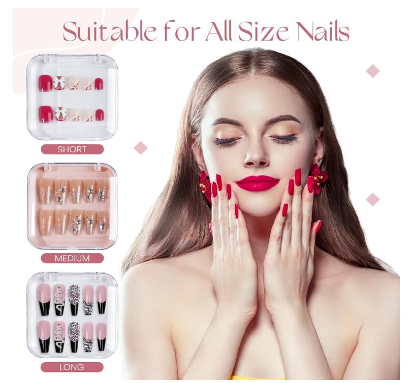 12PCS Clear Acrylic Nail Tip Display Storage Box - Press On Nail Organizer for Salon & Home Use - Perfect for Nail Art Practice, Manicure Storage & Nail Extension Organization