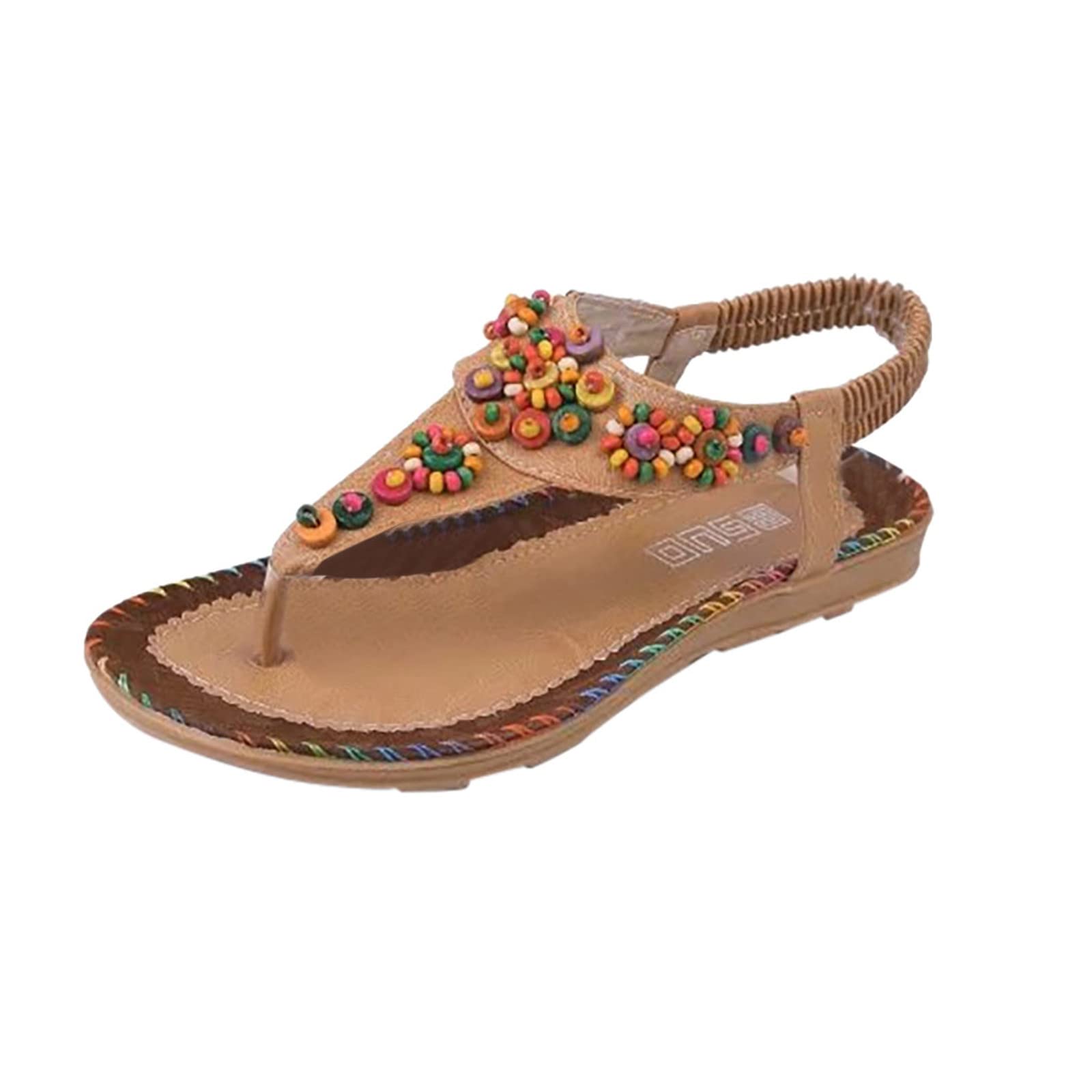 2022 Fashion Women's Beaded Flat Sandals with Elastic Band - Comfortable Flip Flops for Beach, Summer & Casual Wear