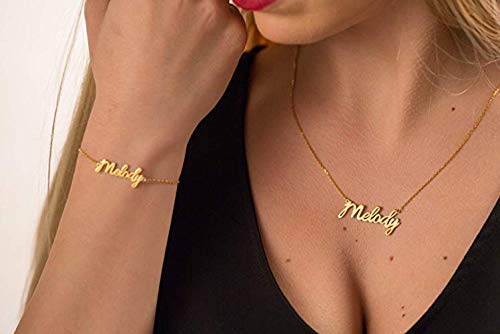 14K Solid Gold Personalized Name Necklace - Custom Name Plate Jewelry for Women - Elegant Bridesmaid Gift & Birthday Present for Her - Perfect for Weddings, Anniversaries, and Special Occasions