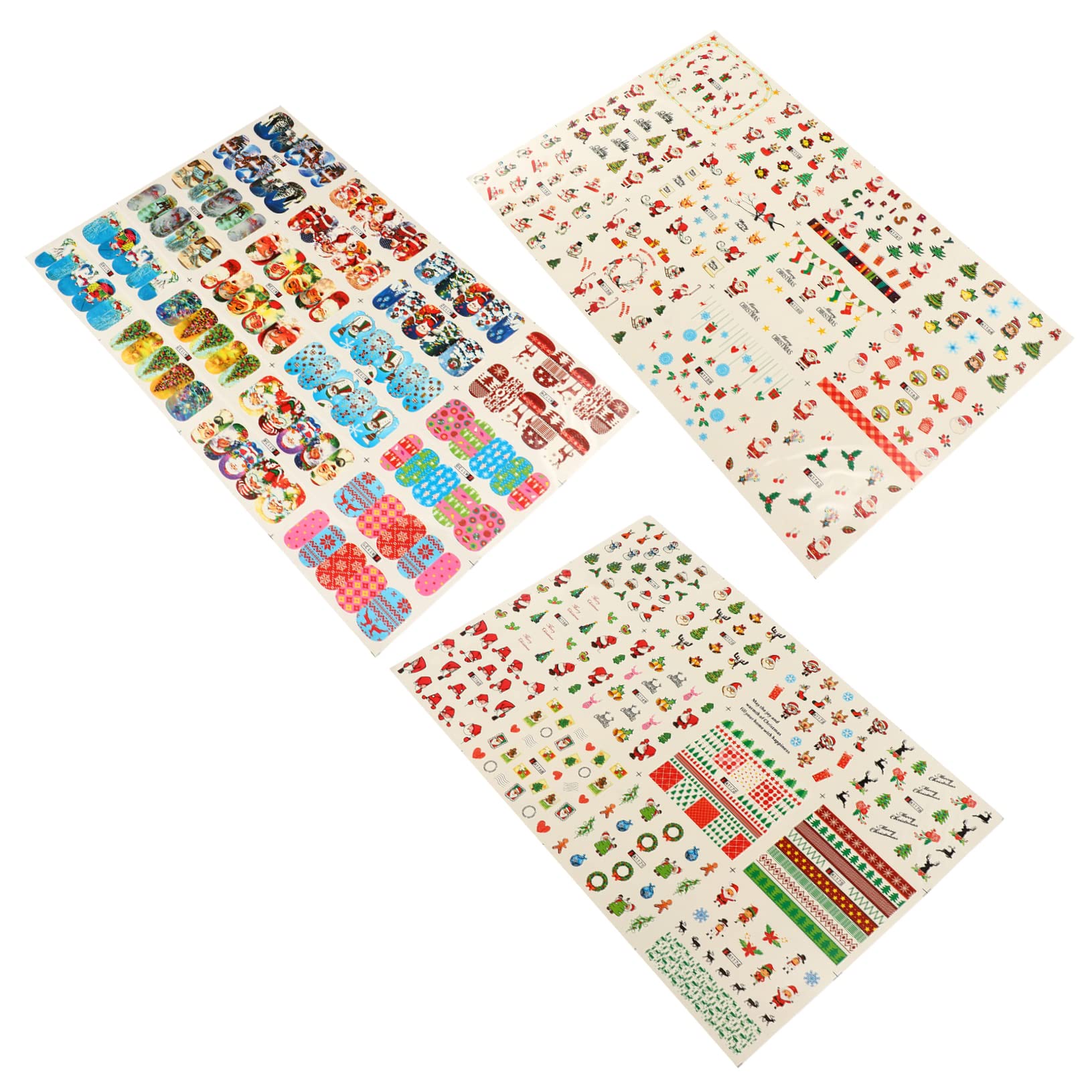 FRCOLOR 3pcs Christmas Nail Art Stickers - Winter Holiday Nail Decals, Holographic Foil, Self-Adhesive 3D Metal Stickers for DIY Manicure - Perfect for Christmas Parties, Gift Wrapping & Festive Nail Designs