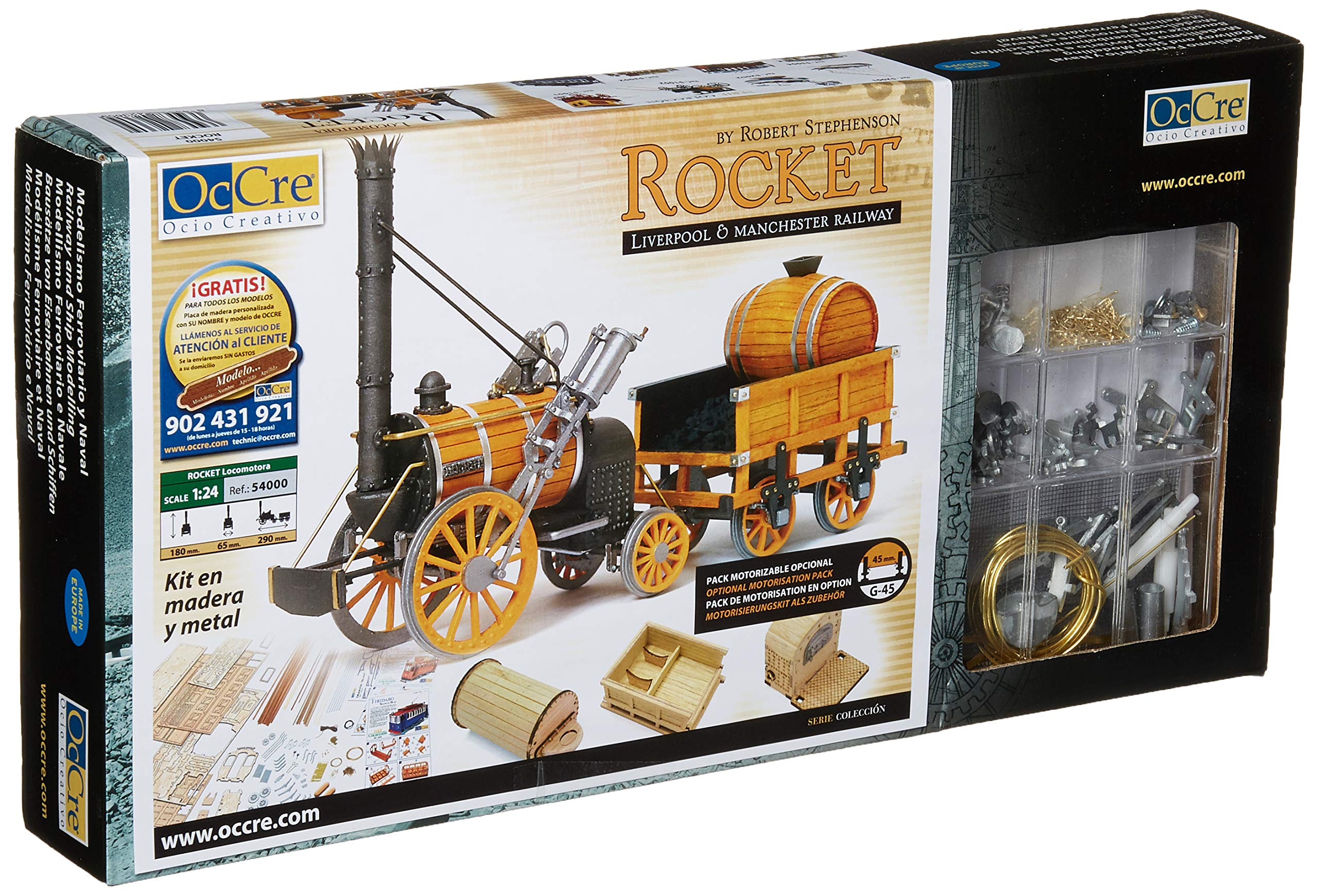 Occre 54000 1829 Rocket Locomotive 1:24 Scale Model Train Kit - Perfect for Collectors, Hobbyists & Railway Enthusiasts