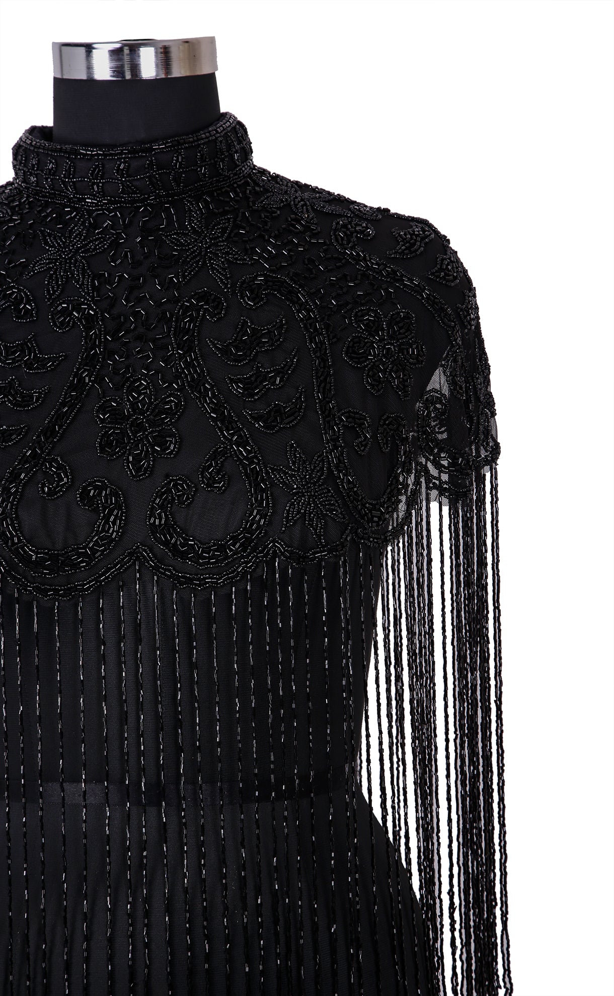 Black Beaded Cape Poncho for Women - Elegant Embellished Party Wear Shawl - Perfect for Weddings, Evening Events & Special Occasions (D1832)