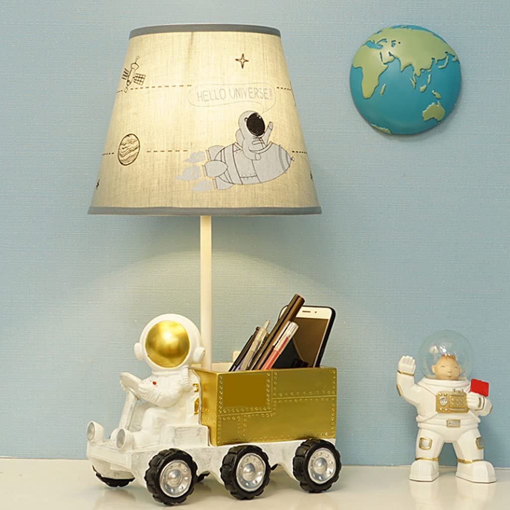 Astronaut Table Lamp - Creative Night Light for Kids Room, Bedroom & Dorm - Nordic Style Eye-Protection Desk Lamp for Boys & Girls - Gold Color - Perfect for Reading, Study & Bedtime Comfort