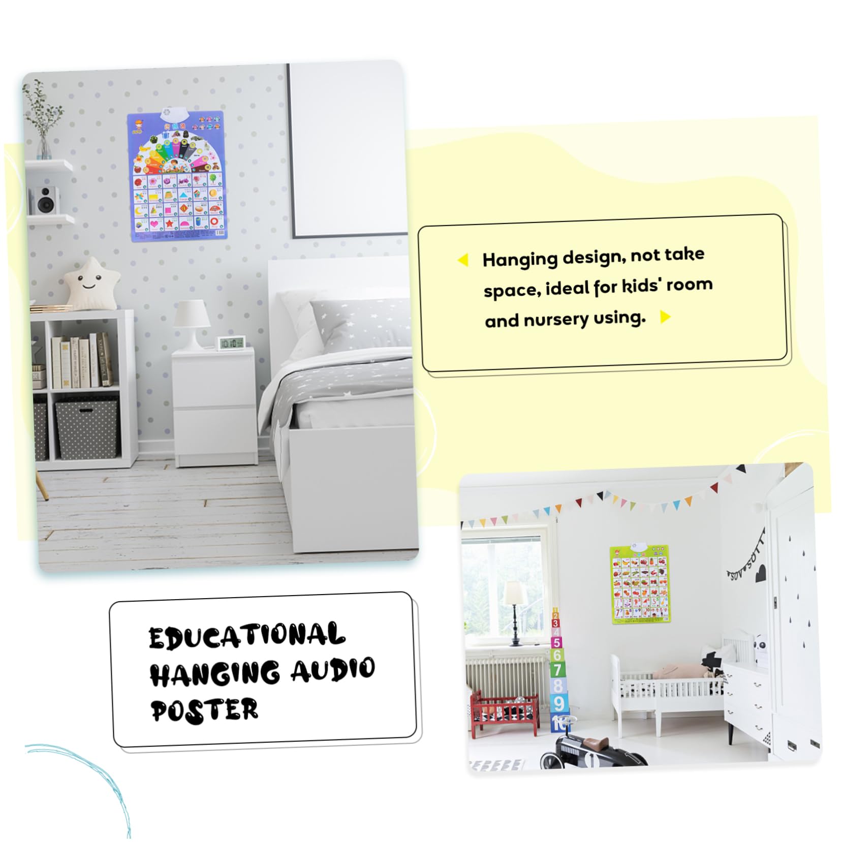 BCOATH 6-Piece Interactive Voice Hanging Picture Educational Toy for Kids - Early Learning Audio Board with Sound Effects | Perfect for Preschool Classroom & Home Learning Activities