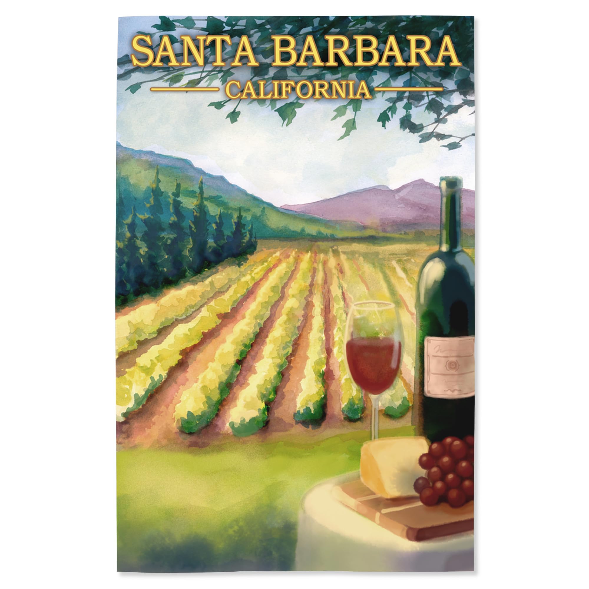 Lantern Press 16x24 Inch Giclee Print - Santa Barbara California Wine Country Landscape Art - Perfect for Home Decor, Office & Gift Giving