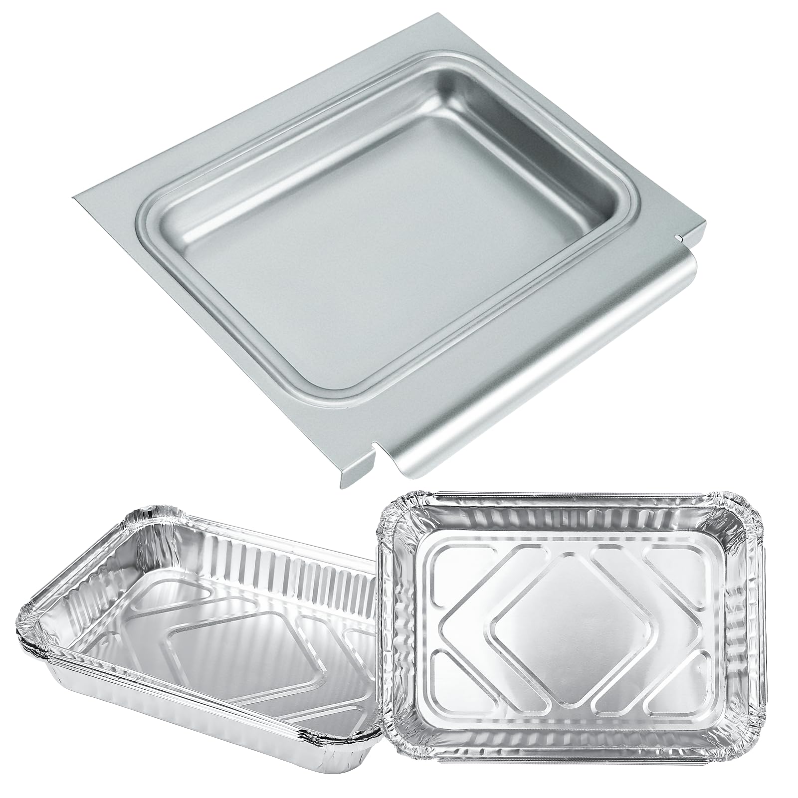Weber Spirit I&II 200/300 & Genesis I&II LX200/300 Series Grease Tray - 67047 Metal Catch Pan & 6415 Aluminum Liner Replacement for Weber Traveler Grill - Perfect for Outdoor BBQ, Camping & Backyard Grilling