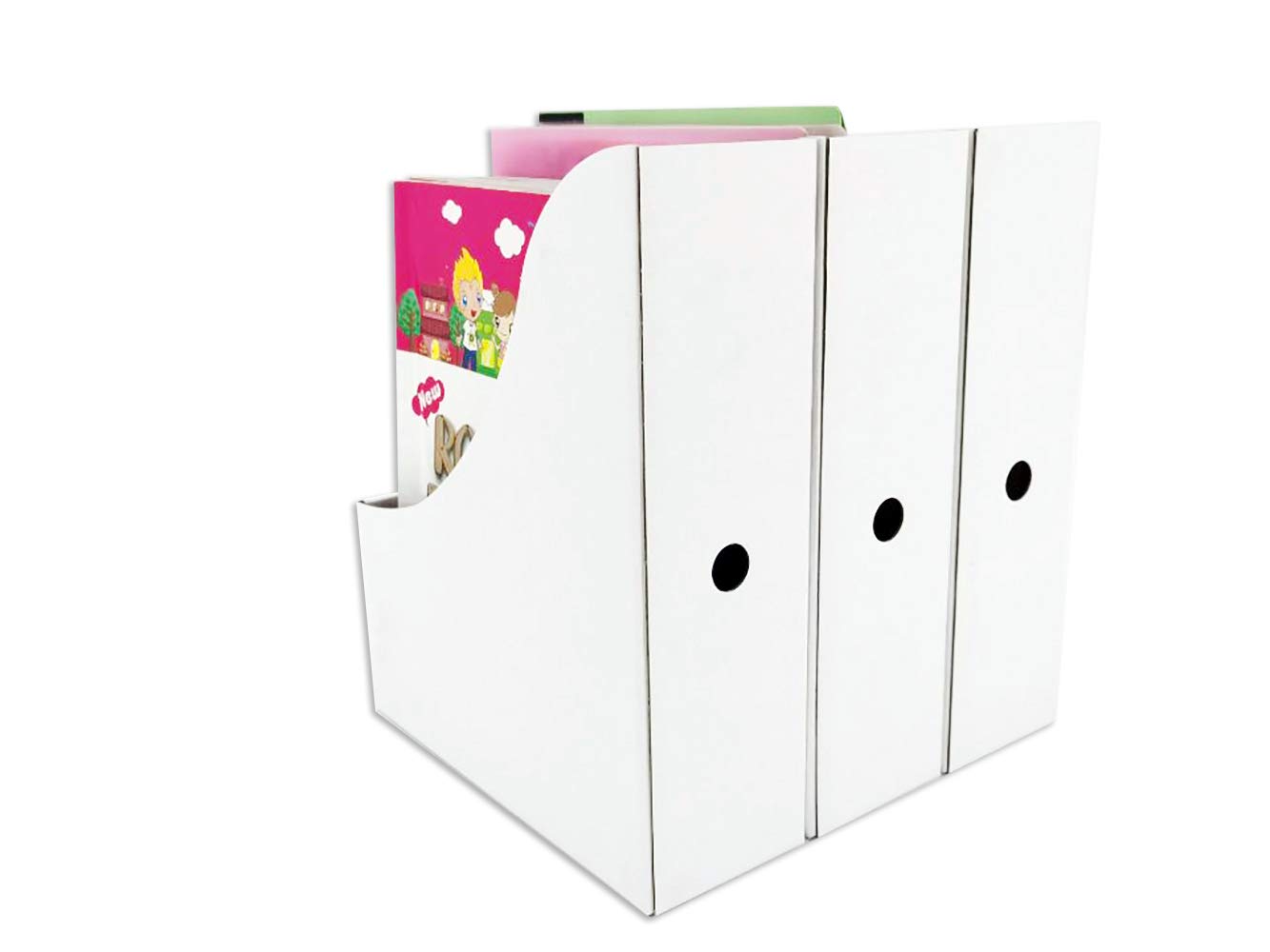 HUAPRINT Magazine File Holder Set (6 Brown + 6 White) - Desk Document Organizer with Labels, Letter Size File Storage Box for Office, Home, School - Perfect for Bills, Magazines, Office Supplies Organization