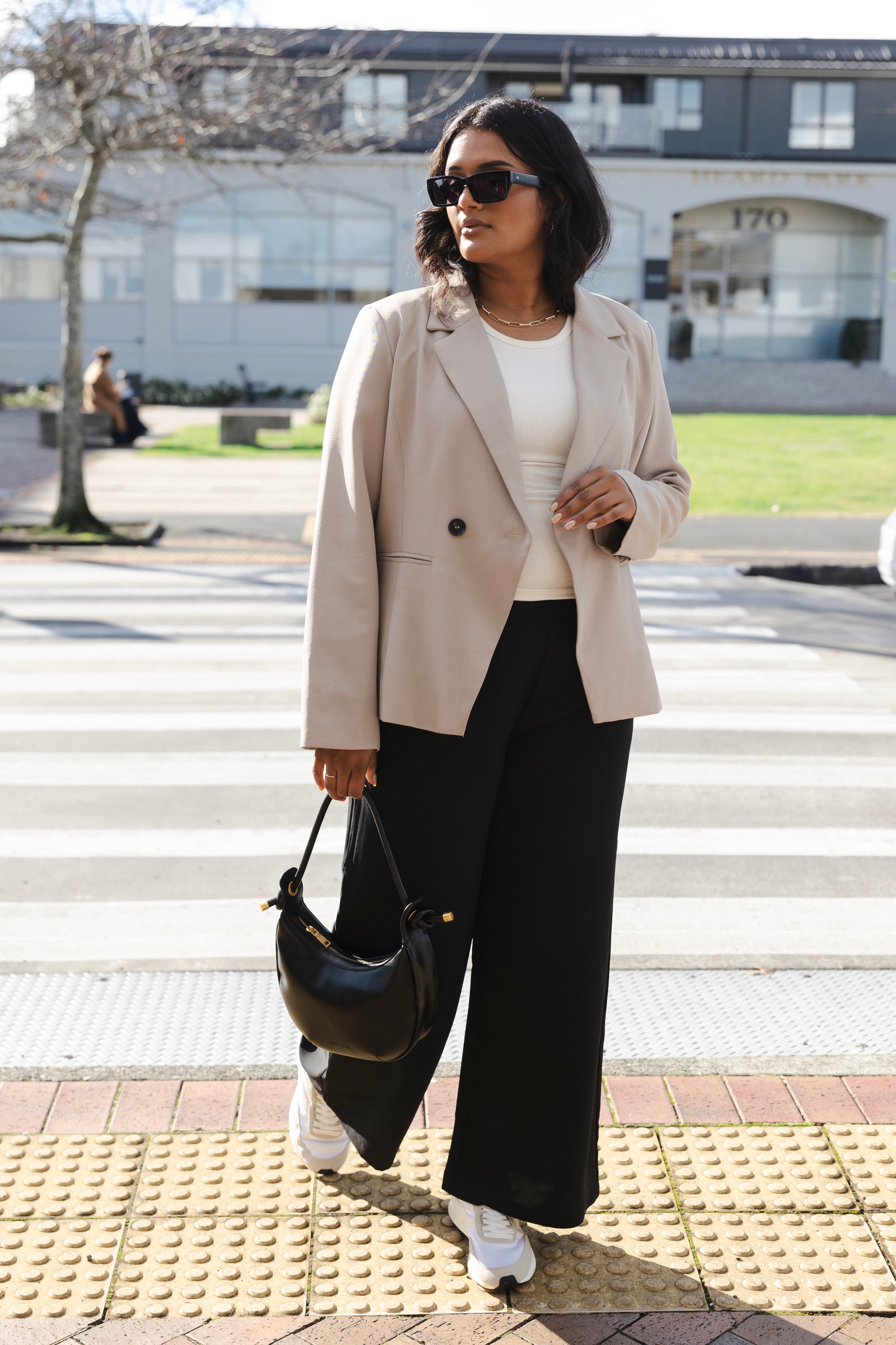 Harper Stone Textured Double Breasted Blazer for Women - Elegant Office & Business Formal Wear - Perfect for Work, Interviews, and Professional Events