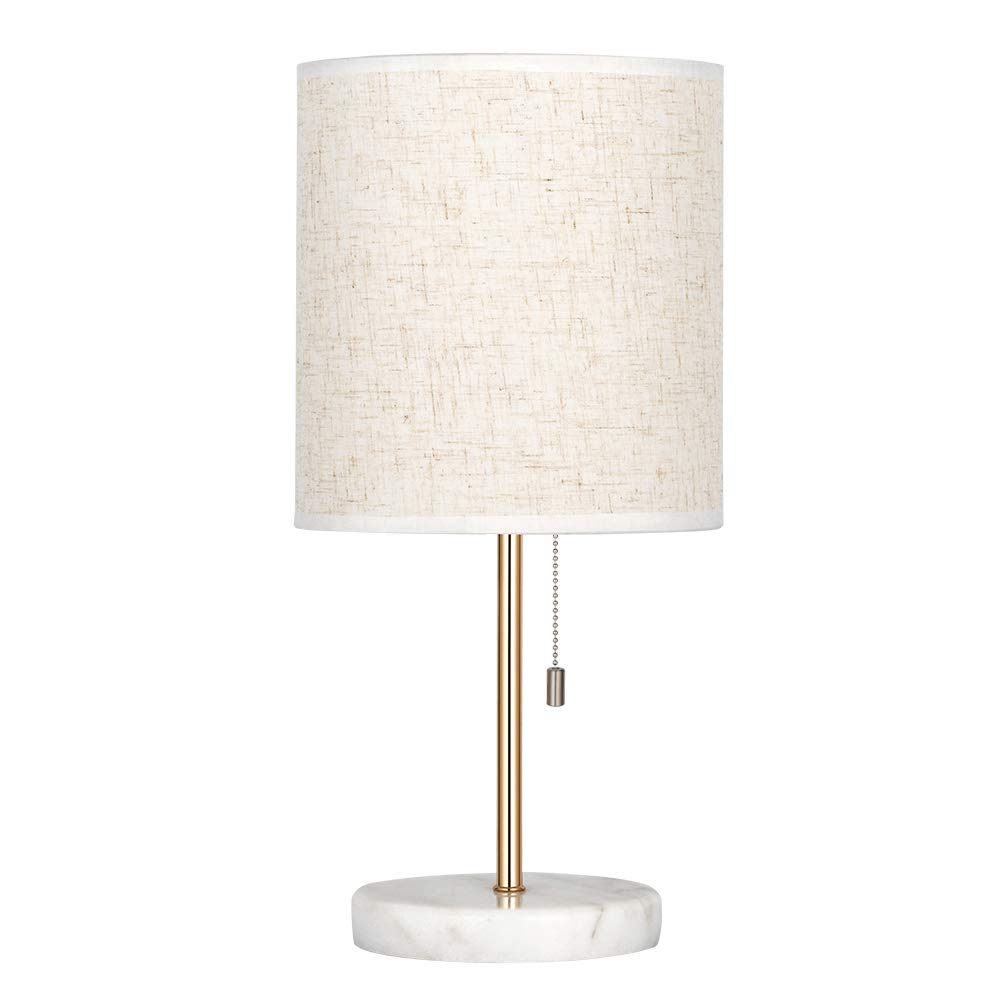 HAITRAL Small Nightstand Lamp with Marble Base - Gold Bedside Table Lamp for Bedroom, Office & Girls Room - Perfect for Reading, Relaxing & Decorating