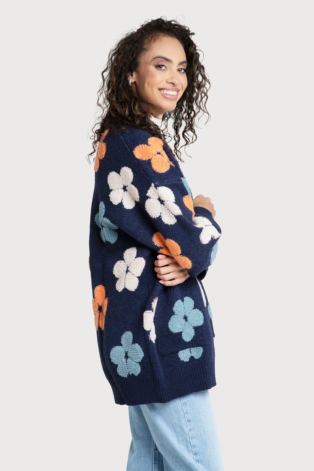 Floral Knit Cardigan for Women - Lightweight Open Front Sweater - Perfect for Spring & Fall Outfits, Office Wear & Casual Dates