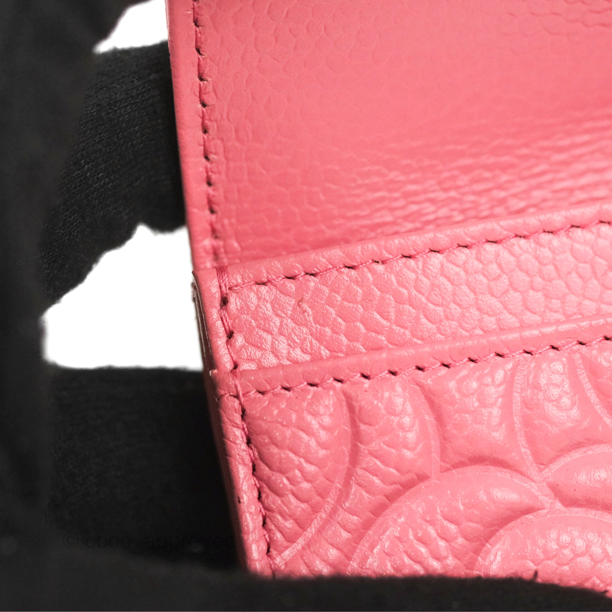 Chanel Camellia Pink Caviar Leather Card Holder with Gold Hardware - Luxury Compact Wallet for Everyday Use & Gift Giving