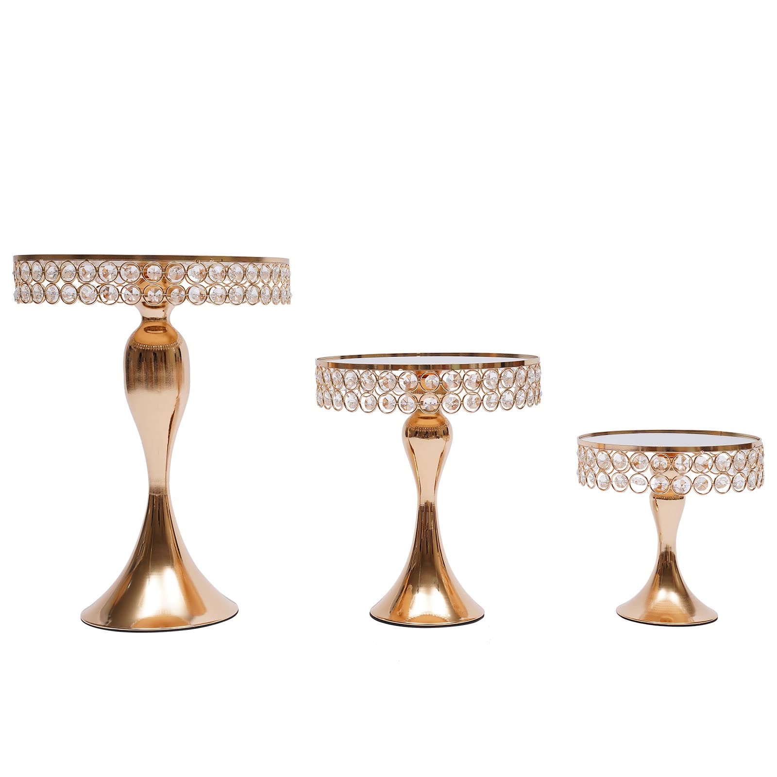3-Piece Crystal Cake Stand Set - Elegant Metal Cupcake Holder & Dessert Display Tray for Weddings, Birthdays, and Parties - Perfect for Displaying Fruits, Cakes, and Pastries at Special Events