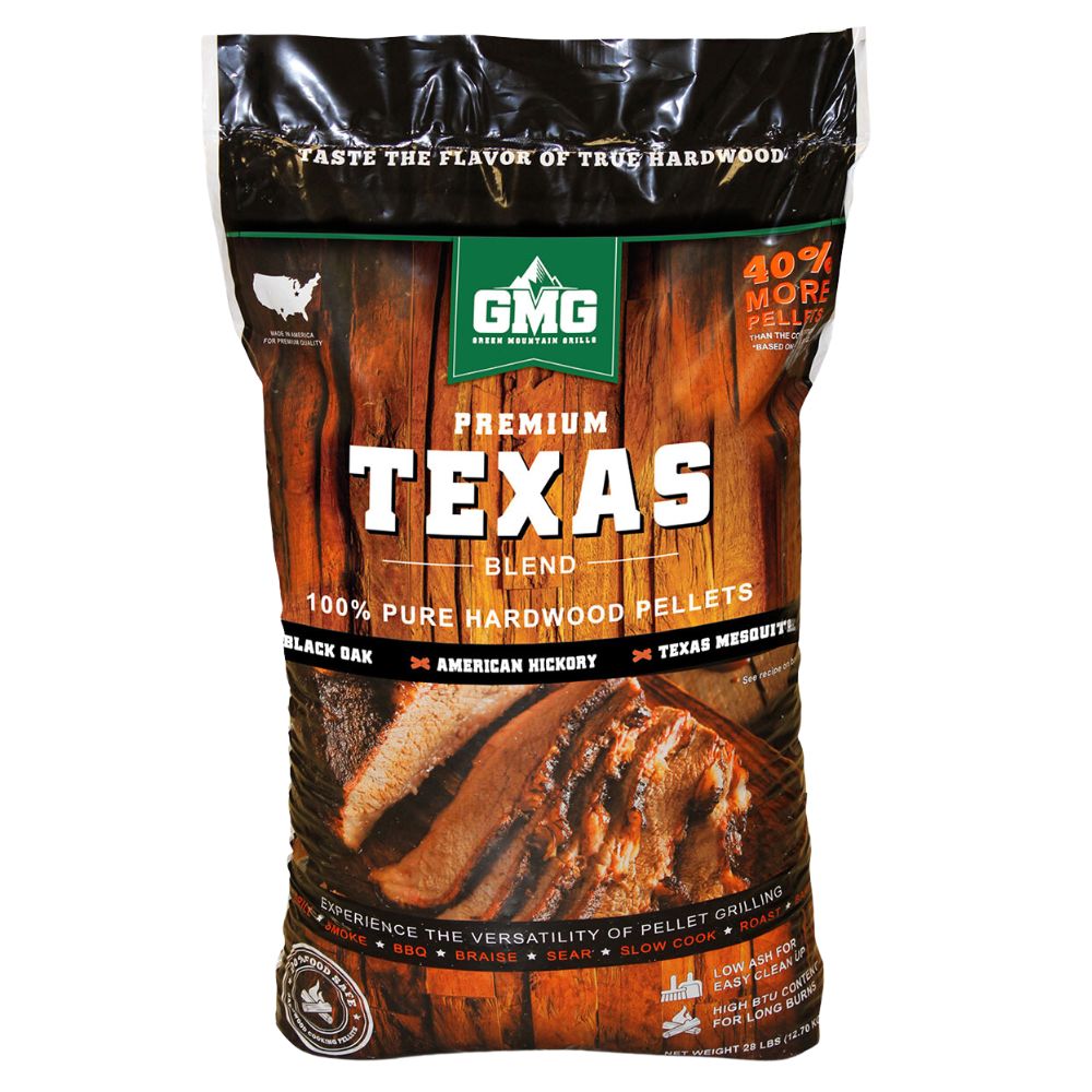 Green Mountain Grills Premium Texas Blend Wood Pellets for Smokers & Grills - Hickory, Oak & Mesquite Flavored BBQ Pellets for Perfect Smoking, Grilling & Outdoor Cooking
