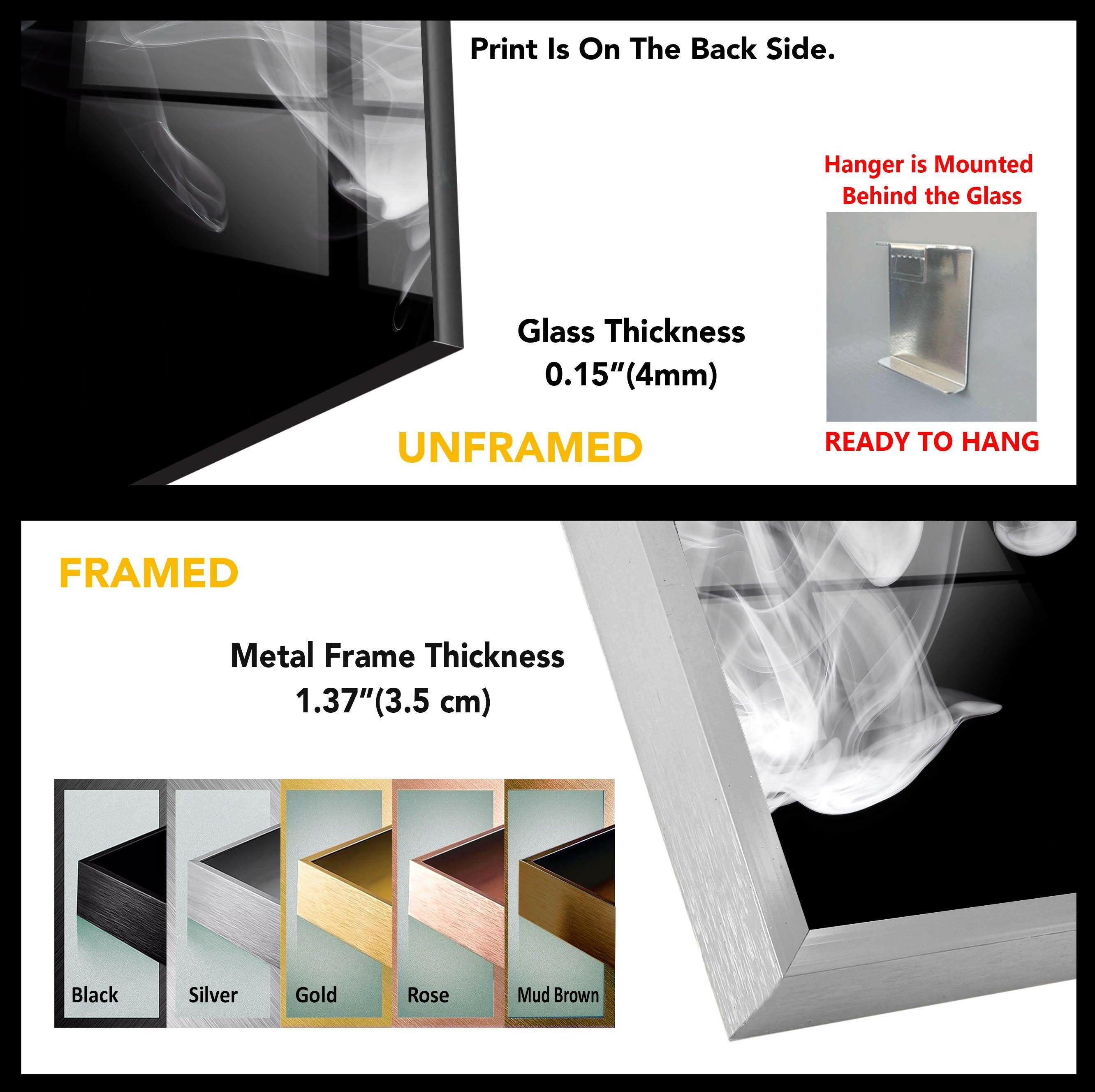 Black Smoke Glass Wall Art - Modern Abstract Home Decor for Living Room, Bedroom & Office - Elegant Handmade Glass Panel for Stylish Interior Design