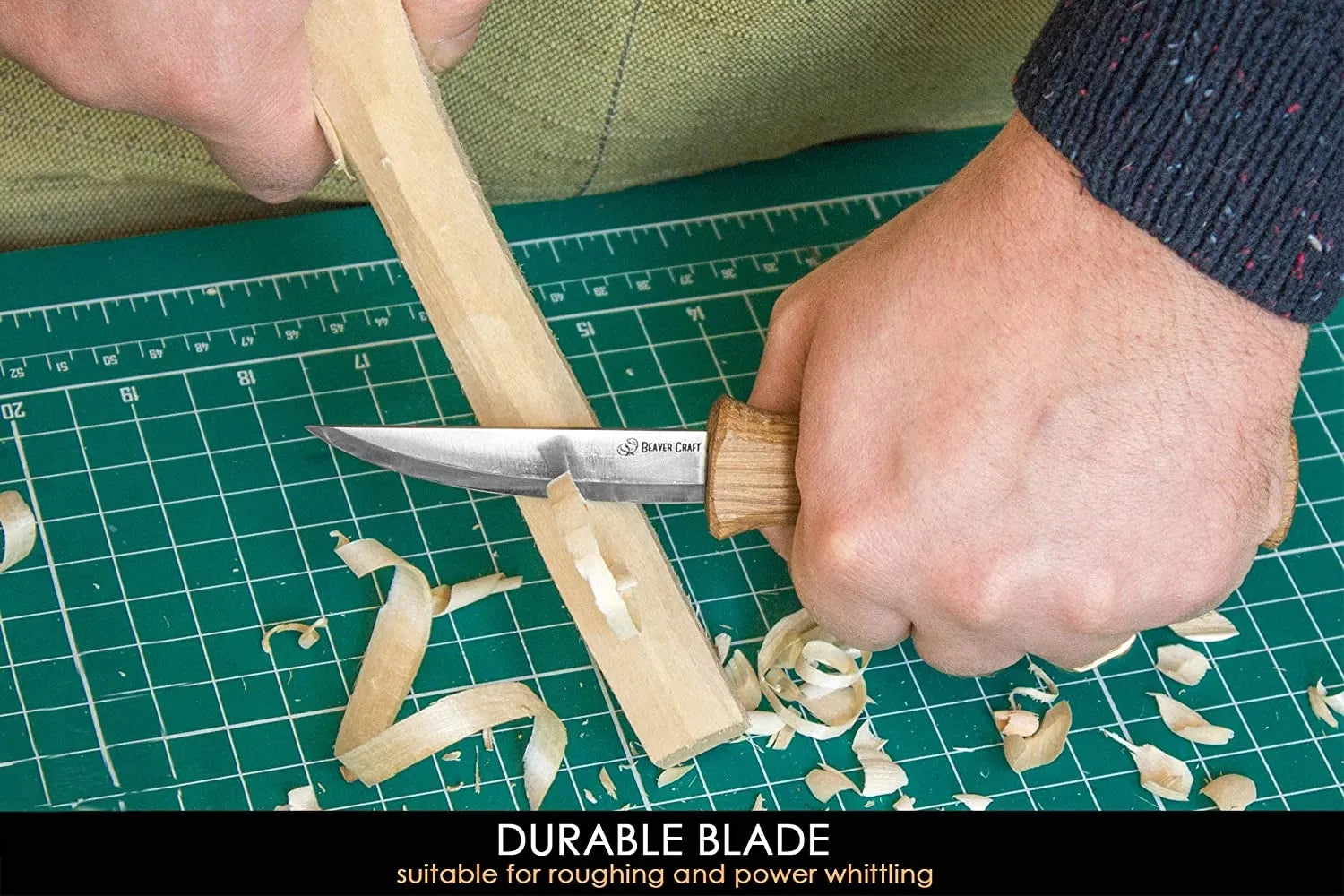 BeaverCraft C4 Small Whittling Knife with Oak Handle - Perfect for Wood Carving, Whittling, and DIY Crafts - Ideal for Beginners and Professionals