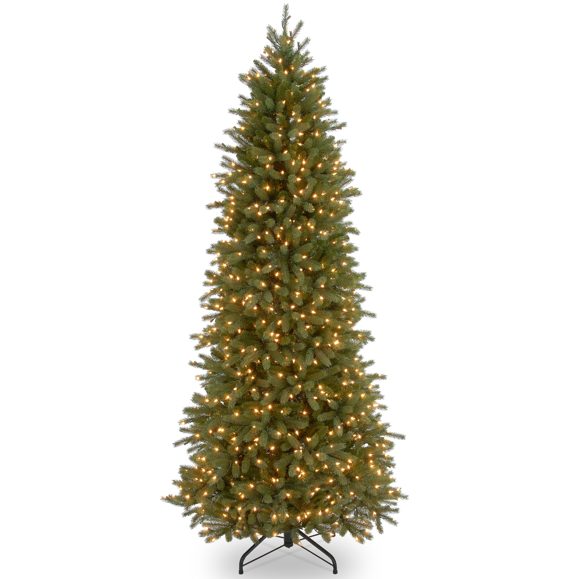 6.5 ft Pre-Lit Jersey Fraser Fir Pencil Slim Christmas Tree with 300 Clear LED Lights - Perfect for Small Spaces, Apartments & Office Decor