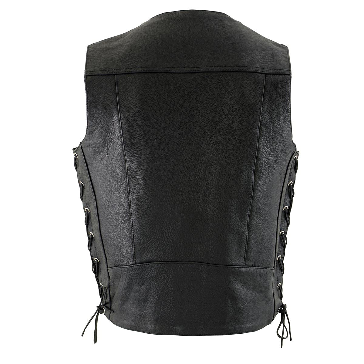 Milwaukee Men's 1.4mm Genuine Cowhide Leather Lace-Up Vest - Stylish Biker Jacket for Motorcycle Riding, Casual Outfits & Outdoor Adventures