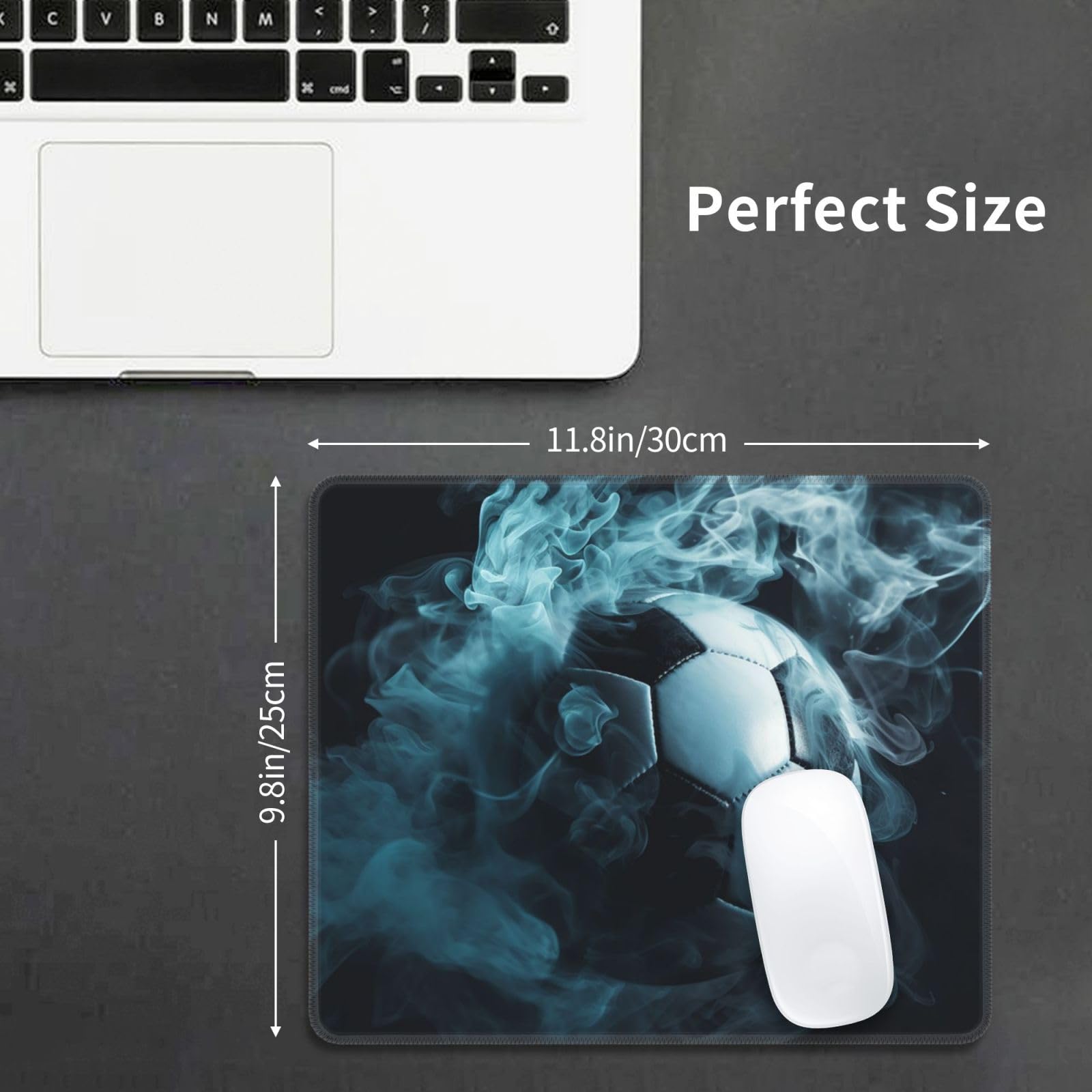 Premium Smoke Football Design Gaming Mouse Pad - 11.8 x 9.8 Inch Non-Slip Rubber Base Rectangular Mousepad for PC, Laptop, Office & Home Use | Perfect for Gamers, Programmers & Office Workers