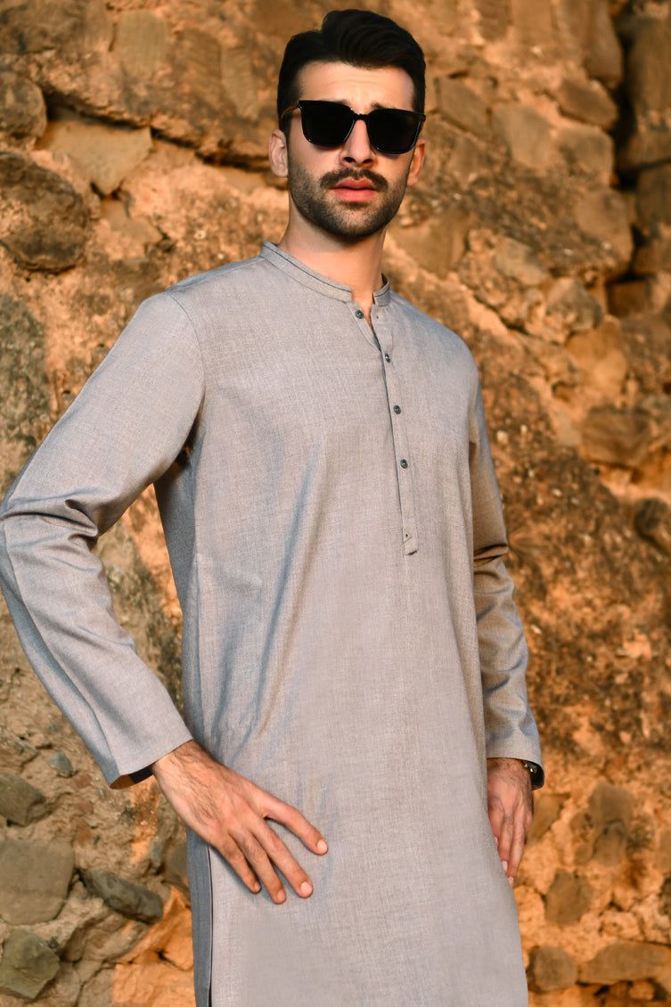 Blended Dull Purple Kameez Shalwar by J. Junaid Jamshed - Traditional Pakistani Outfit for Women, Eid & Wedding Party Wear