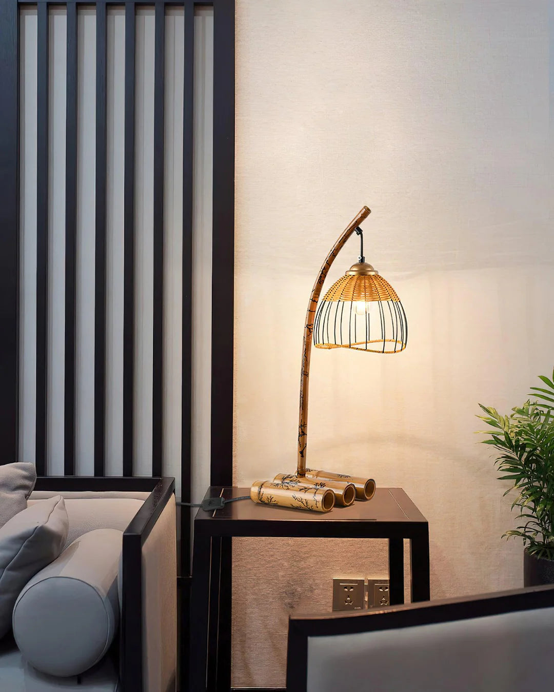 Zen Bamboo Table Lamp - Natural Wood Nightstand Light for Bedroom, Living Room, Office | Soft Ambient Lighting for Relaxation & Meditation