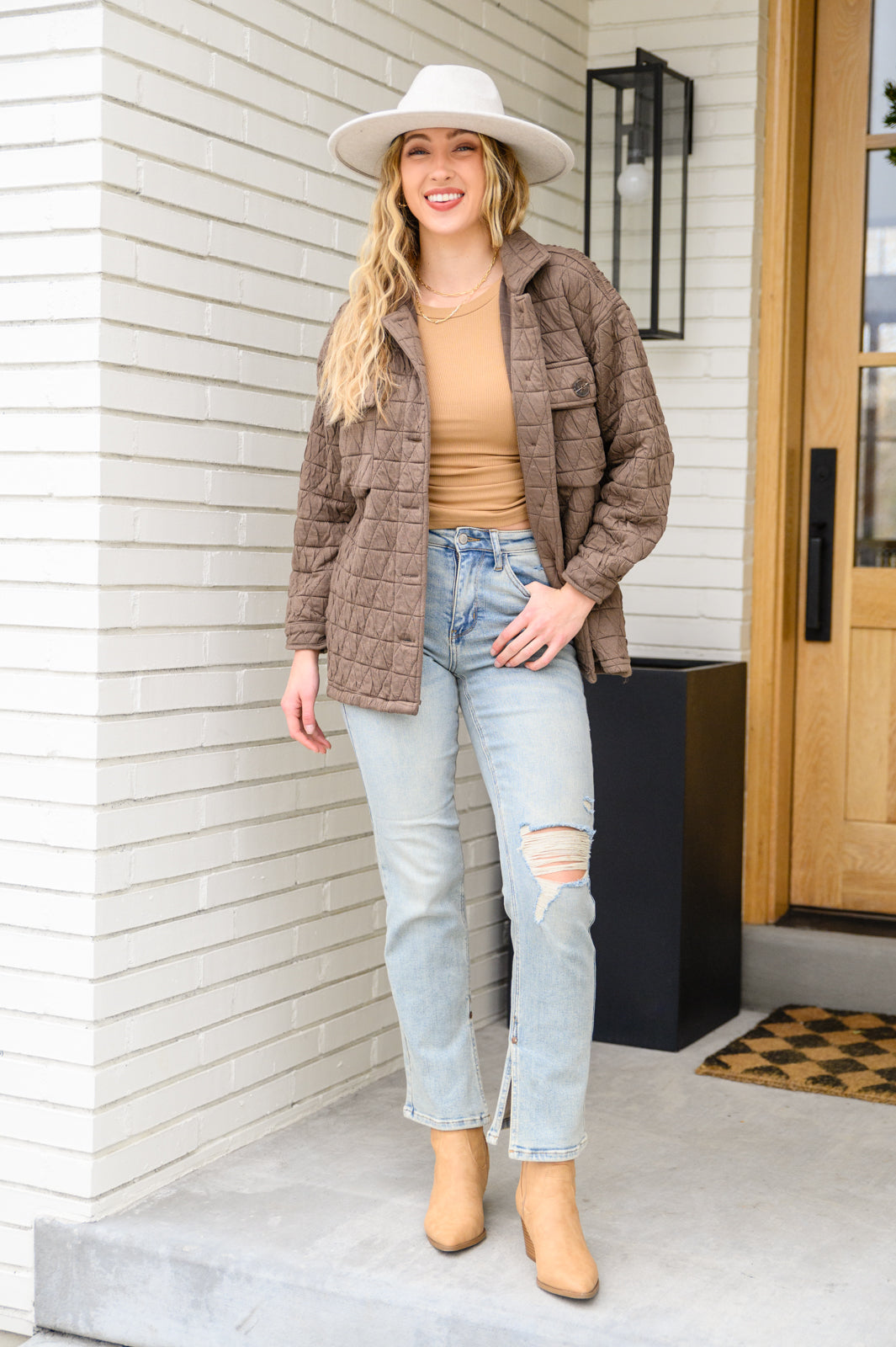 Coming Back Home Jacket in Mocha - Cozy Fleece Lined Hooded Jacket for Women & Men | Perfect for Outdoor Activities, Travel & Casual Wear