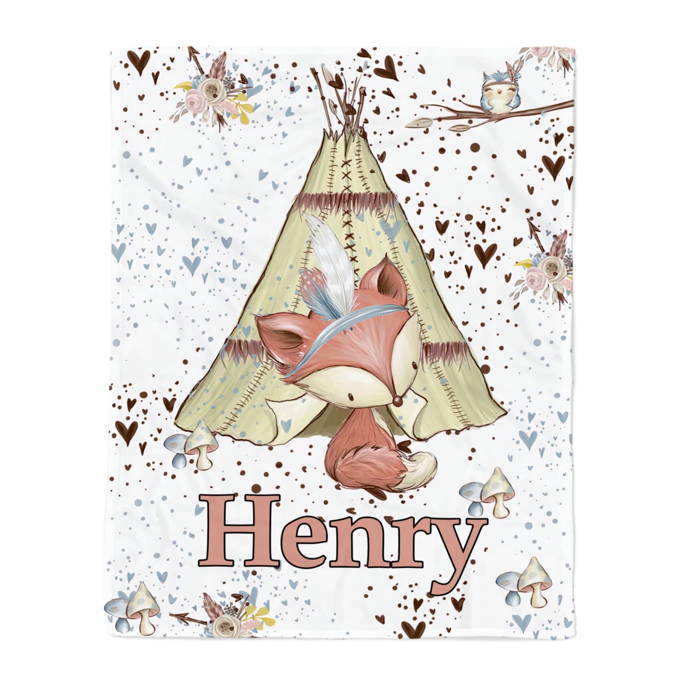 Personalized Fox Baby Blanket for Boys - Soft Swaddle & Nursery Blanket with Cute Fox Design - Perfect for Newborn Gifts, Baby Showers & Cozy Nursery Decor