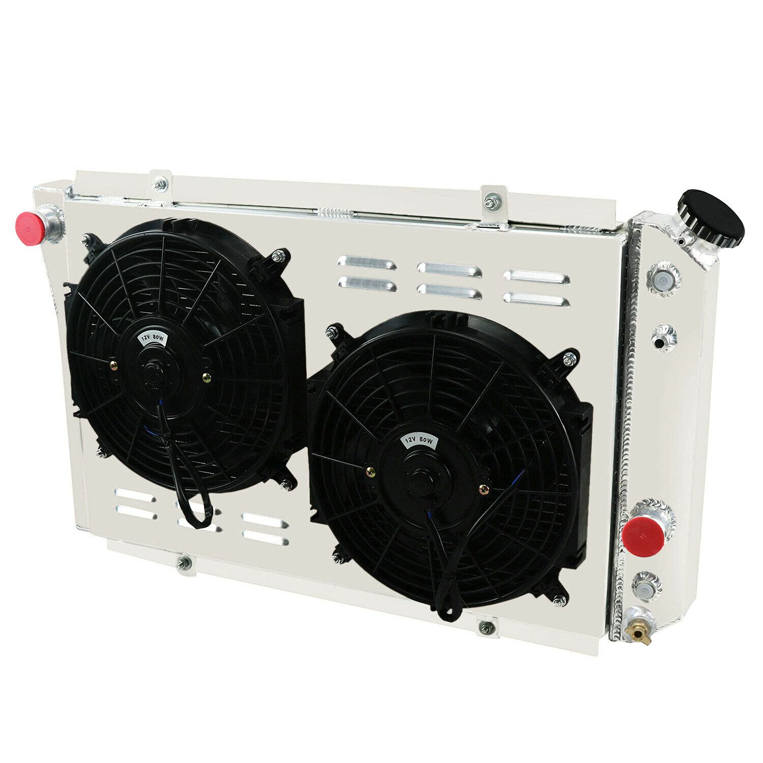 ECMRAD Aluminum Radiator Shroud Fans Combo for 1984-2002 Chevy S10 V8 Swap & 1984-1990 Corvette 5.7L V8 | High-Performance Cooling System | Perfect for Engine Upgrades & Hot Weather Driving