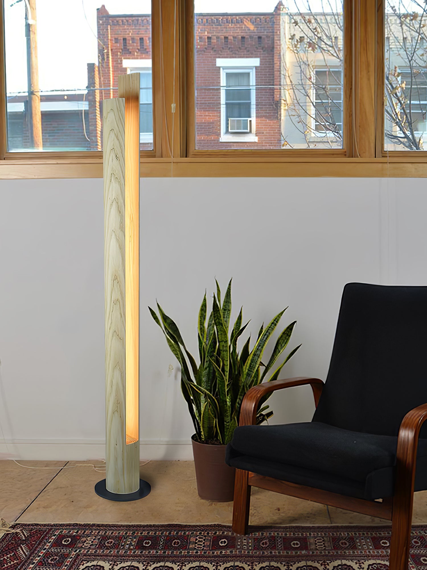 Modern Cylindrical Wooden Column Floor Lamp - Stylish Home & Office Lighting for Living Room, Bedroom, or Study
