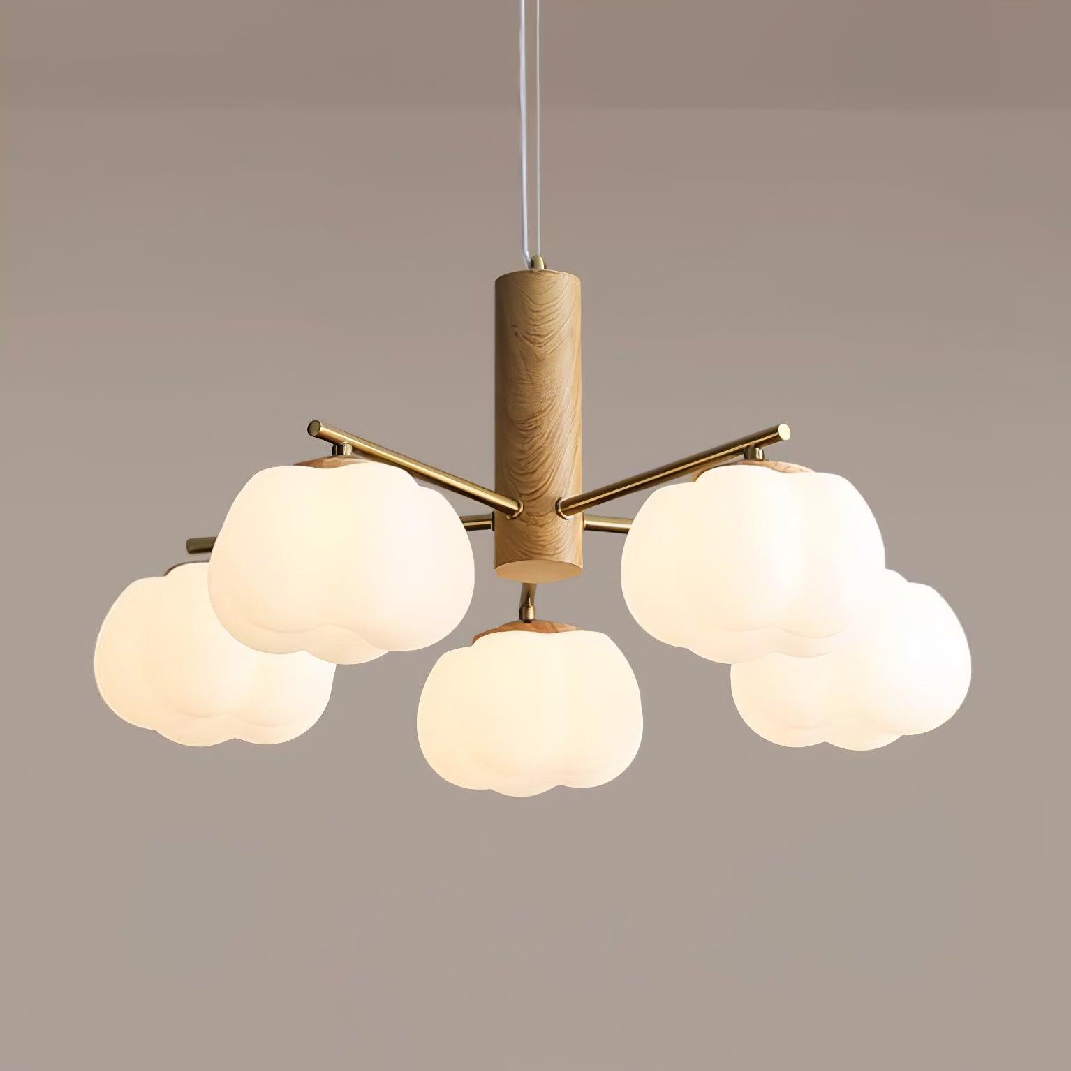 Handmade Cotton Ball Chandelier - Elegant Boho Home Decor for Bedroom, Nursery & Wedding | Soft Lighting Fixture with Natural Cotton Accents