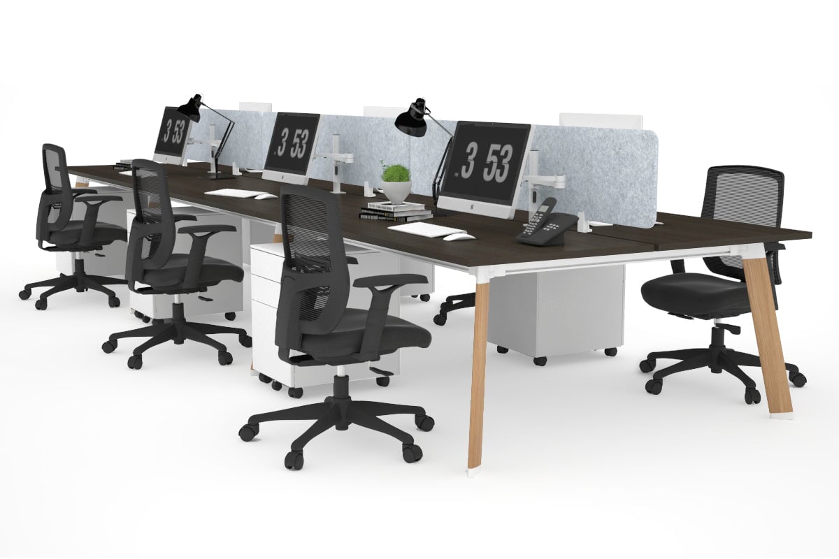 6-Person Wooden Workstation with Cable Management - 1600L x 800W Office Desk for Team Collaboration | Perfect for Open Office Spaces & Coworking Environments