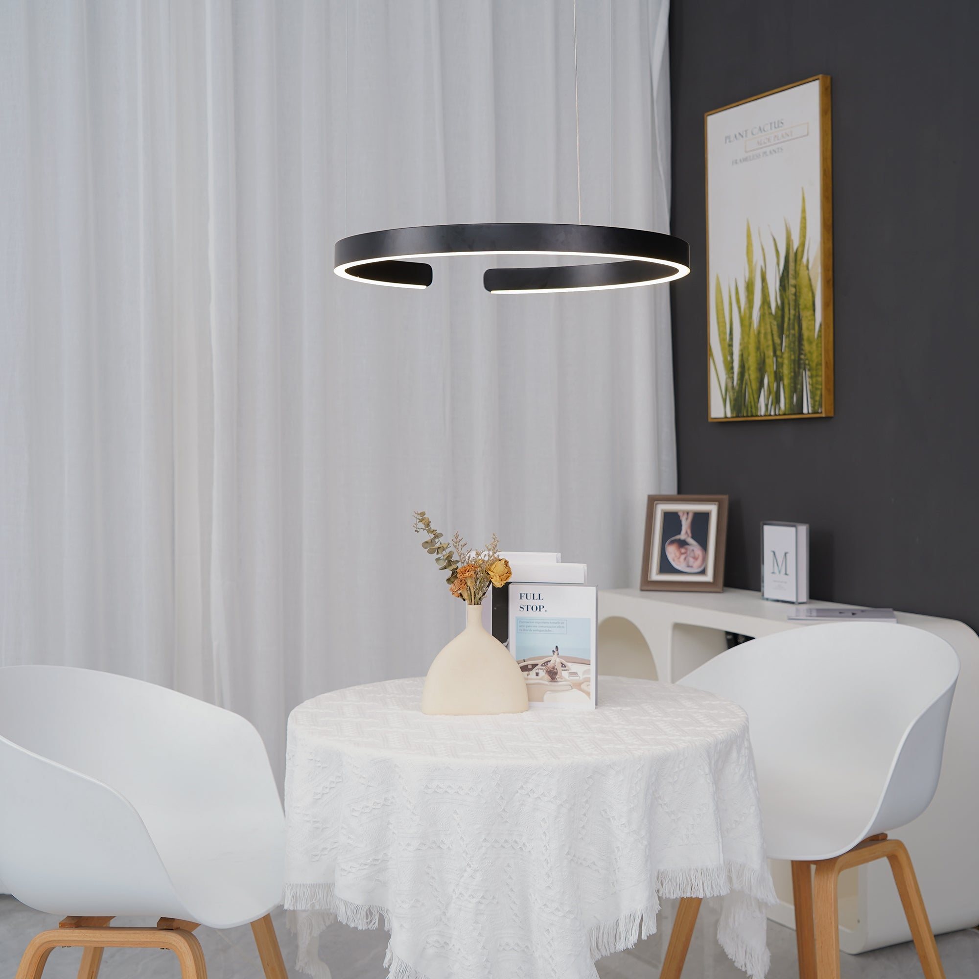 Modern Circular Chandelier - Elegant Round Ceiling Light Fixture for Dining Room, Living Room & Bedroom | Perfect for Home Decor & Interior Design