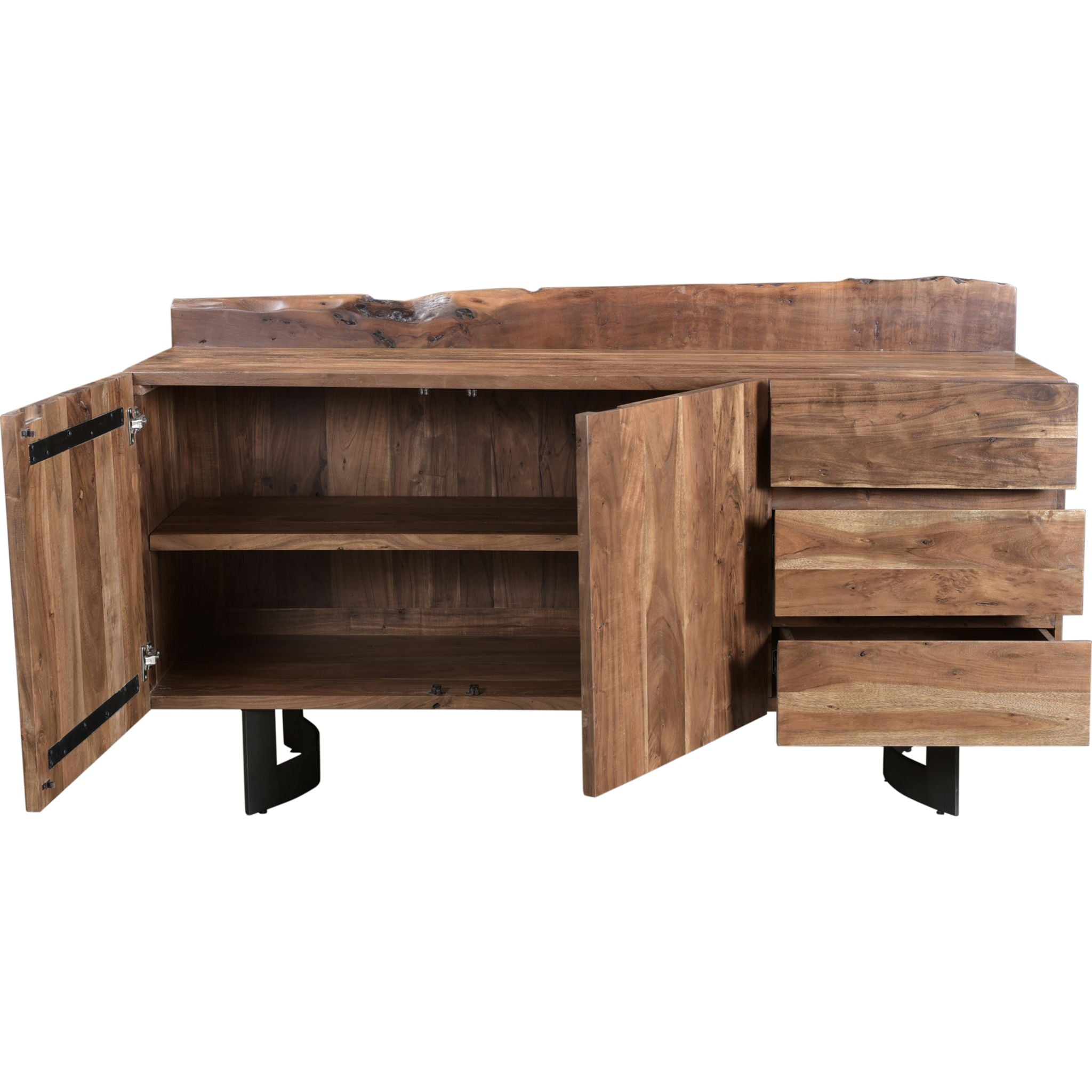 Modern Bent Sideboard with Smoked Finish - Mid-Century Style Storage Cabinet for Living Room, Dining Room & Entryway - Model VE 1040 03