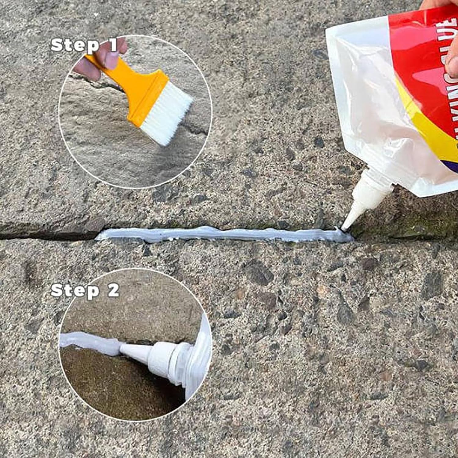 Concrete Crack Filler & Waterproof Sealant - Caulking Glue for Roof, Wall & Floor Repair - Leak Proof Sealer for Concrete Surfaces (1 Pack) - Ideal for Home Foundation, Basement & Driveway Repairs