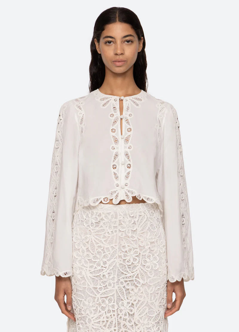 Sea New York Elke Soutache Blouse - Women's Boho Chic Embellished Top for Casual Wear & Date Nights | Perfect for Summer Outfits & Beach Vacations