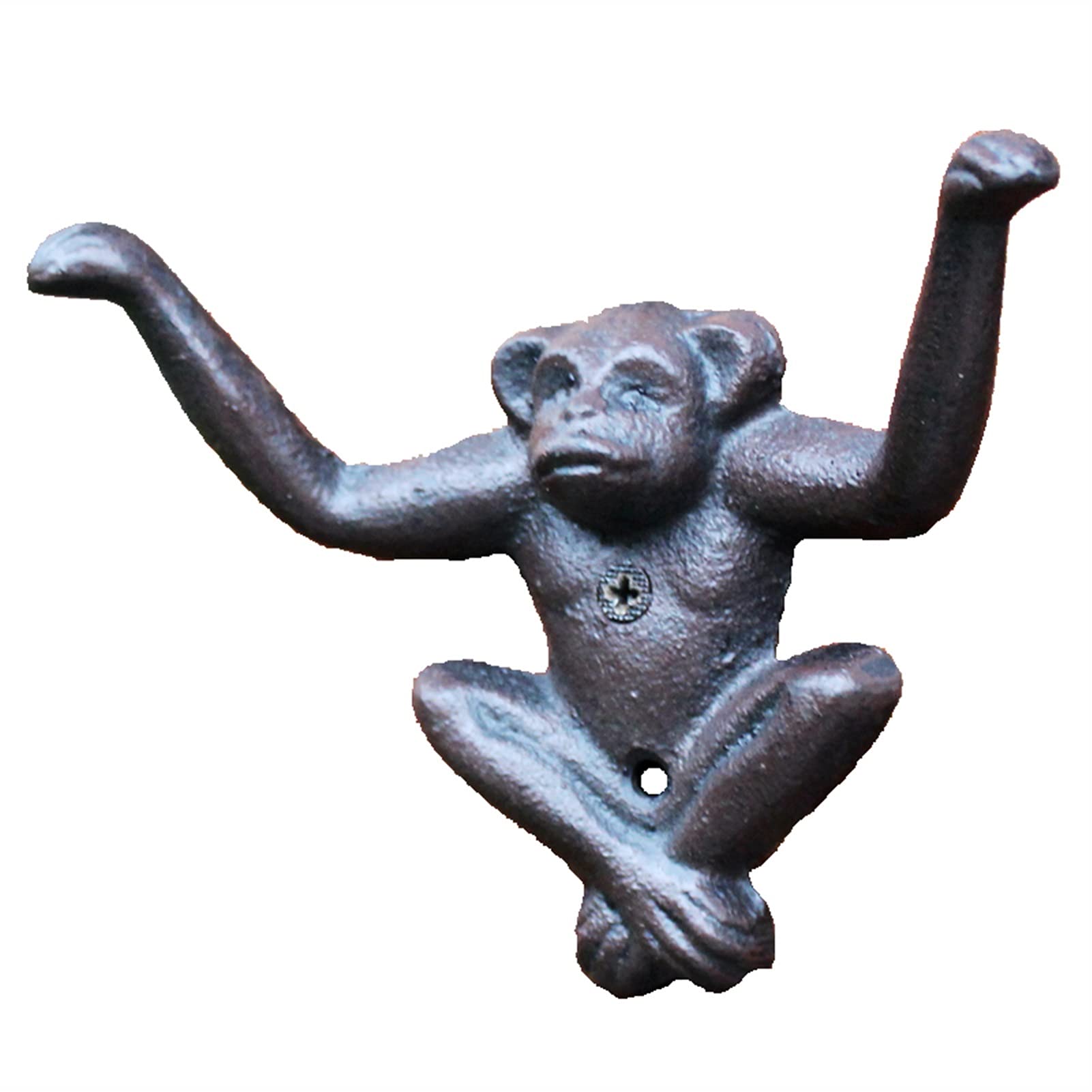Vintage Cast Iron Monkey Coat Rack Wall Mount - 2 Hanger Hooks for Bathroom, Kitchen, Hotel & Home Decor - Black Animal Statue Wall Hook for Coats, Hats & Bags