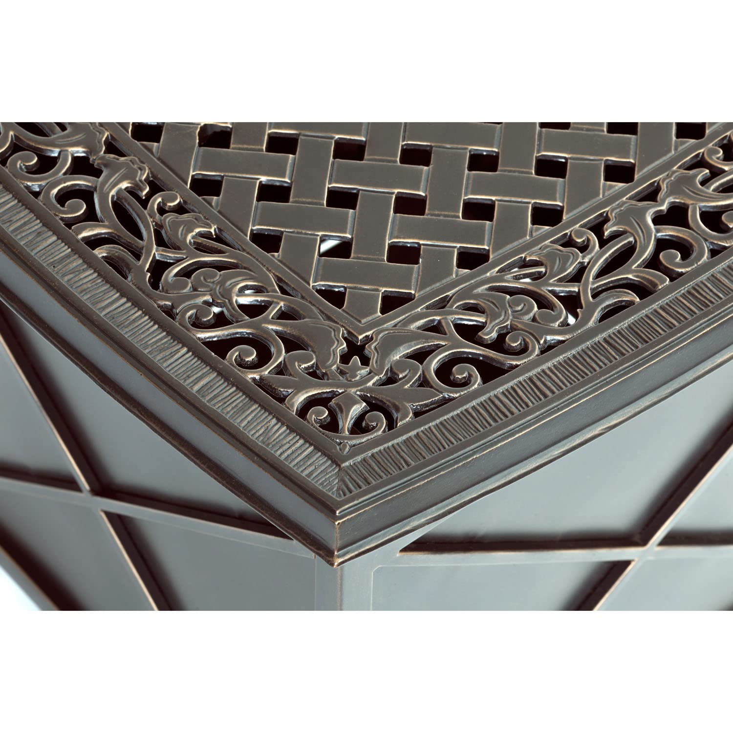 Hanover Traditions Outdoor Patio Umbrella Base - Heavy Duty Cast Aluminum Side Table with Rust Proof Weather Resistant Frame for Garden, Poolside & Backyard Decor
