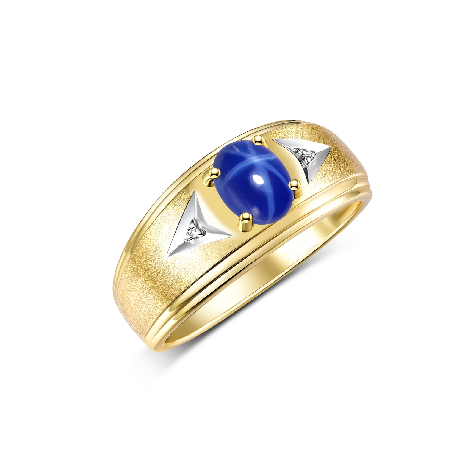 Rylos Men's Classic 8X6MM Oval Gemstone & Diamond Ring - Yellow Gold Plated Silver Birthstone Rings for Men (Sizes 8-13) | Wedding, Anniversary, Gift & Everyday Wear Jewelry