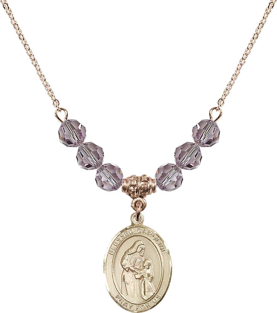 Bonyak 18K Gold Plated Hamilton Necklace with 6mm Light Purple Amethyst Birthstone Beads - Elegant February Birthday Gift for Women, Perfect for Valentine's Day, Anniversary & Special Occasions