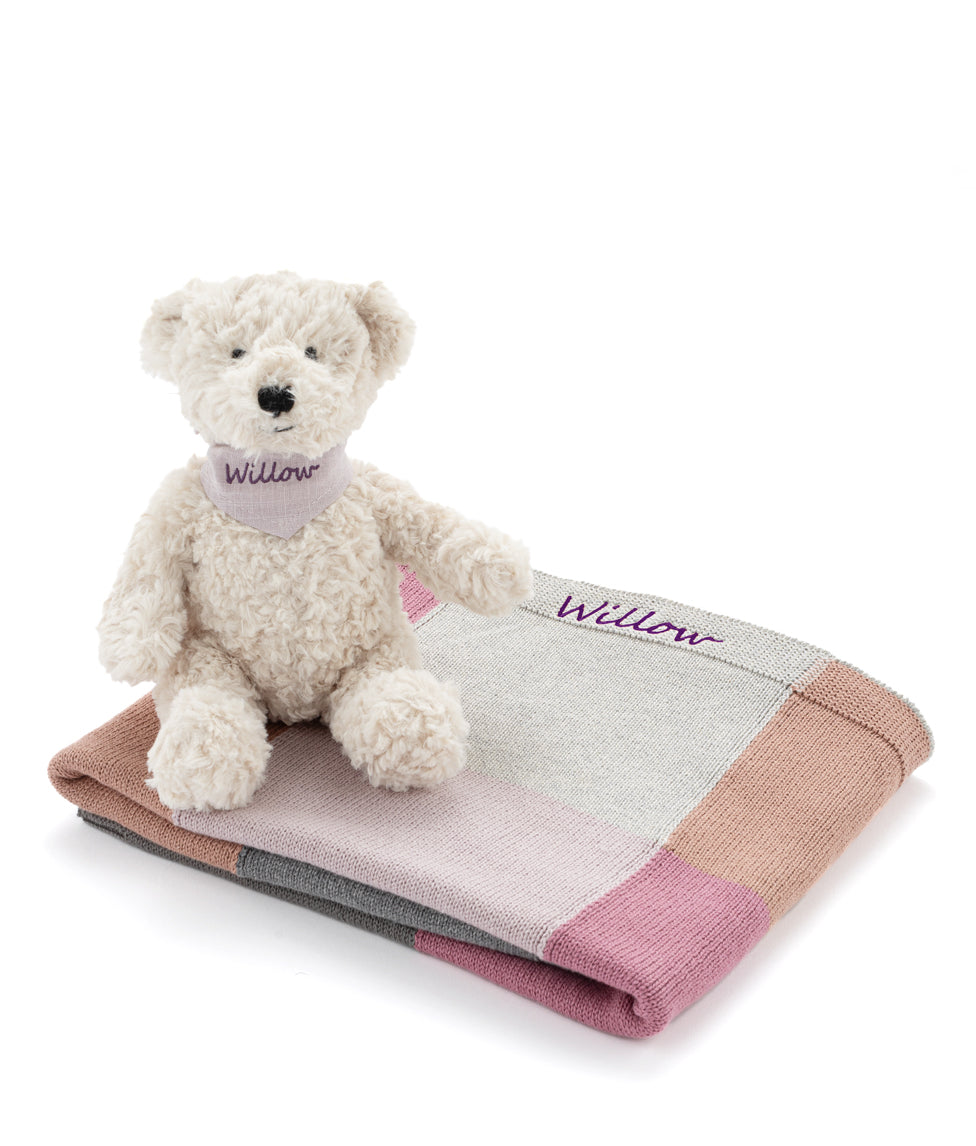 Jnr Freddy & Bandana Patchwork Blanket Set - Soft Lilac Baby Blanket for Nursery, Swaddling & Photo Shoots | Cozy Gift for Newborns