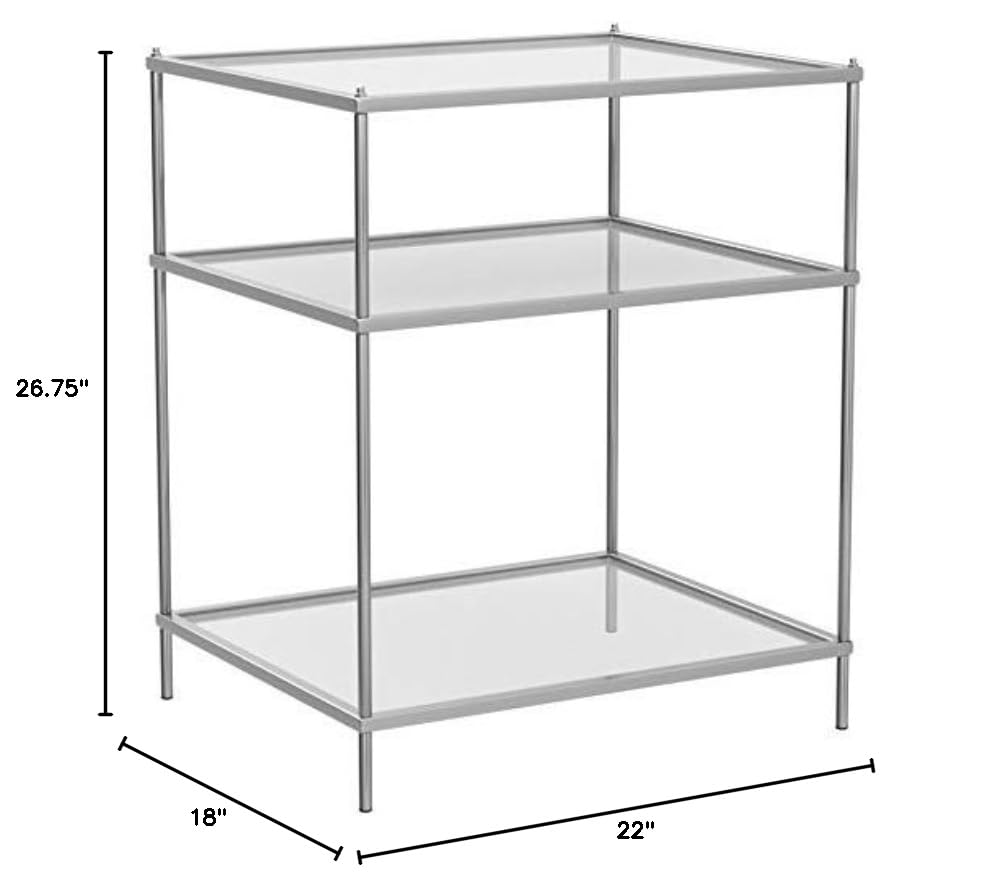 SEI Furniture Knox Glam Mirrored Side Table - Chrome Finish - Elegant Nightstand for Bedroom, Living Room, or Entryway Decor