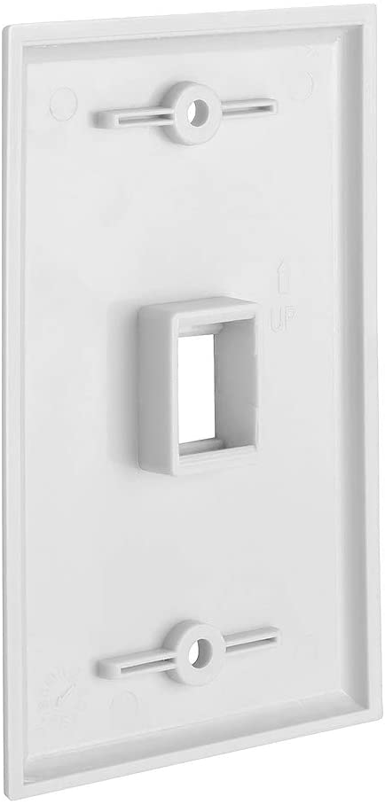 1 Port QuickPort Outlet Wall Plate - Single Gang White Faceplate for Home & Office Electrical Wiring