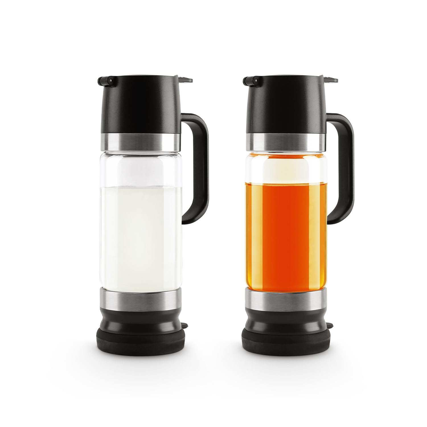 Premium 12oz Glass Coffee Syrup Dispenser with No-Drip Spout & Handle - 2 Pack Black Honey & Syrup Bottles for Coffee, Tea, Cocktails - Perfect for Home Barista, Café & Restaurant Use