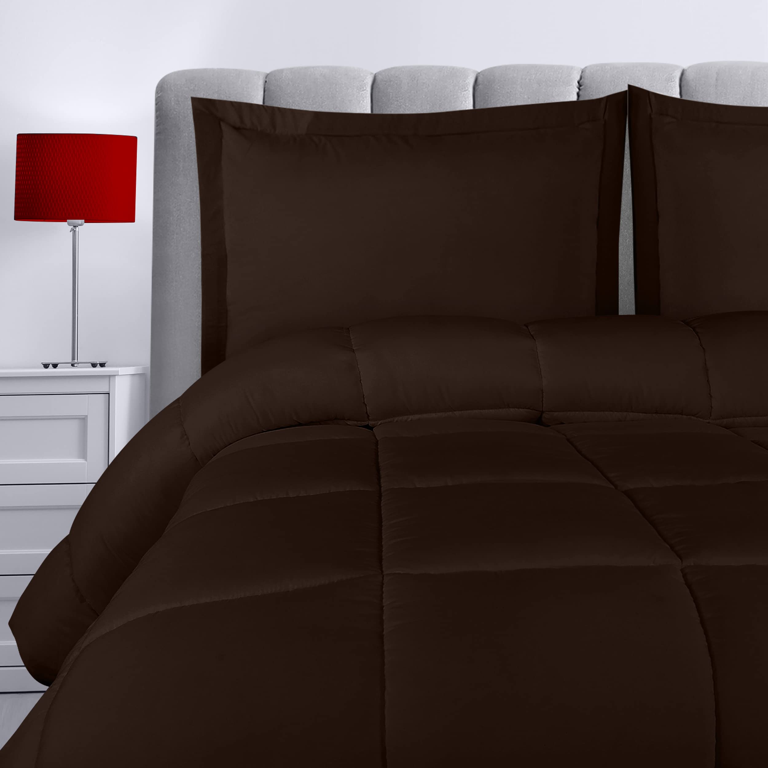 Utopia Bedding Queen Comforter Set - 3-Piece Down Alternative Chocolate Brown Comforter with 2 Pillow Shams | Soft, Hypoallergenic & Machine Washable | Perfect for Cozy Bedrooms, Guest Rooms & Dorm Decor