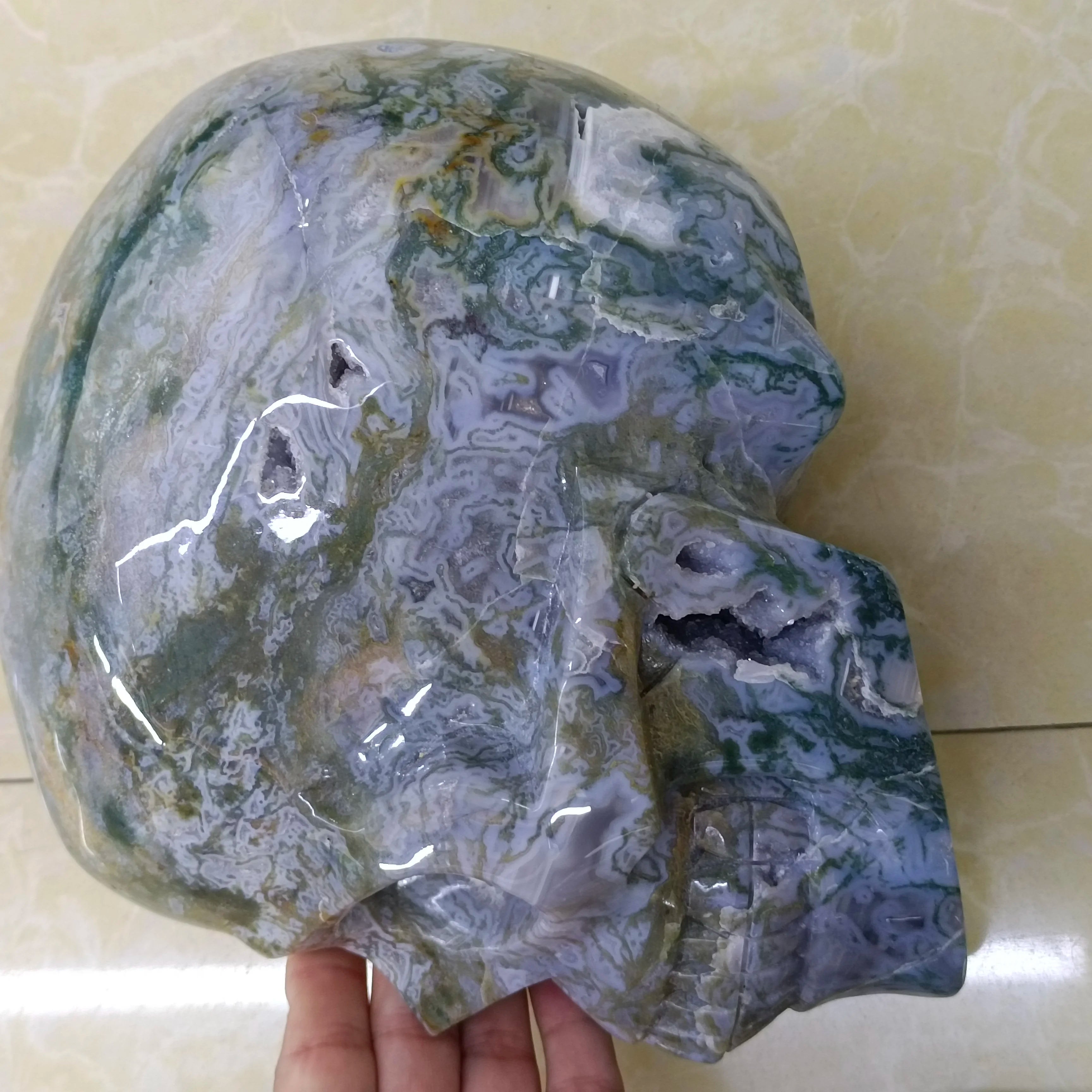 Large Natural Black Onyx Crystal Skull Carving - Agate Gemstone for Reiki Healing, Feng Shui Decor & Spiritual Gifts | Perfect for Meditation Rooms, Altars & Home Decor