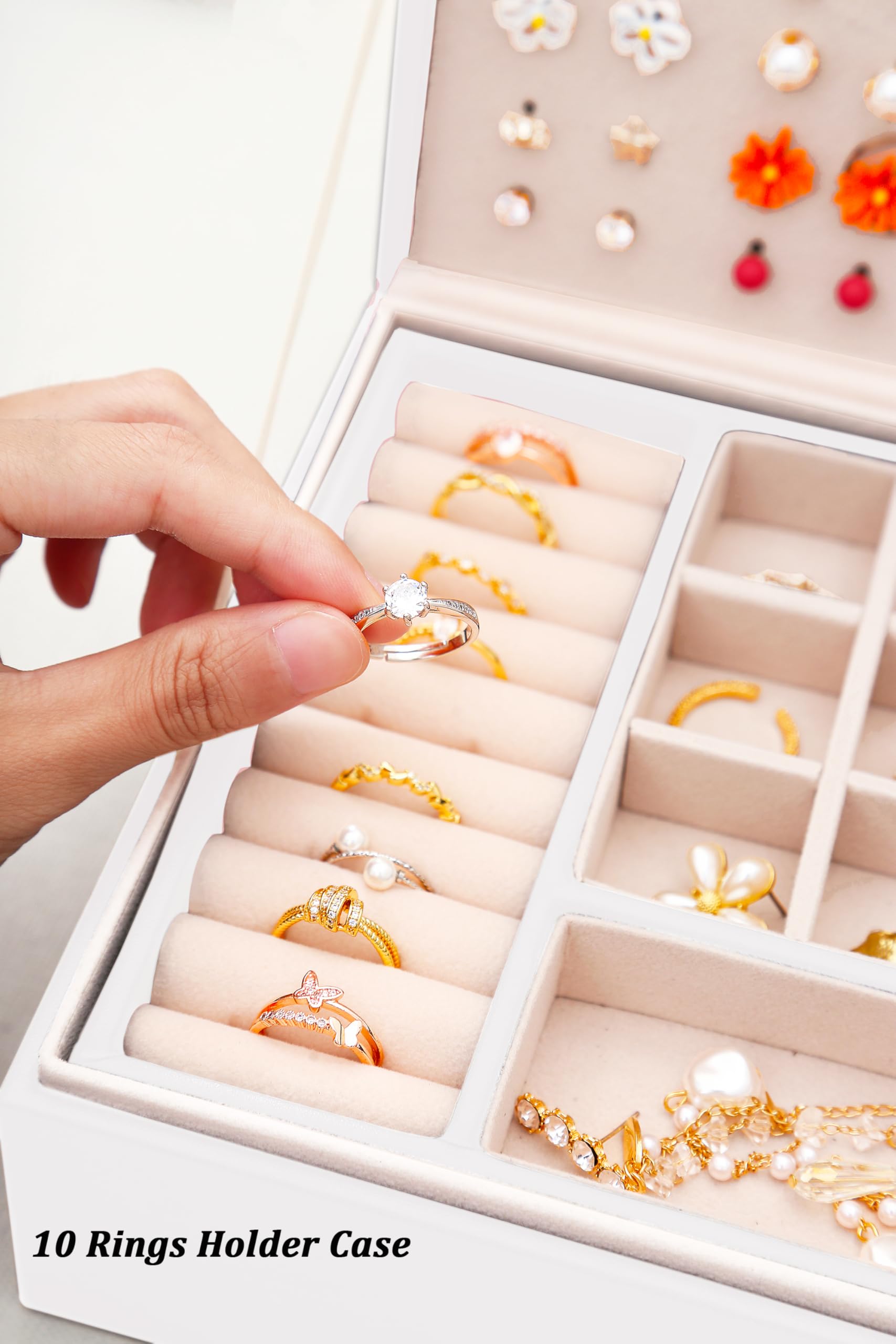 Elegant Jewelry Organizer Box for Women & Girls - Earring Holder with Multiple Compartments for Studs, Hoops & Accessories | Perfect for Travel, Gifts & Vanity Storage